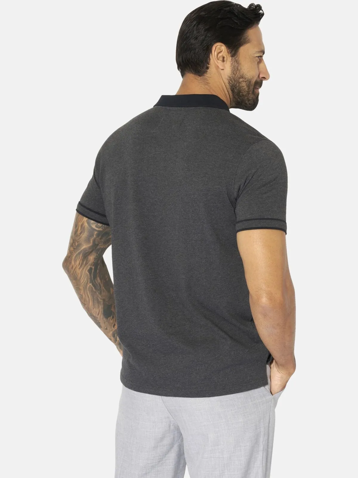 Jan Vanderstorm Polo da uomo Isfried, grigio argentato, XL - immagine 4