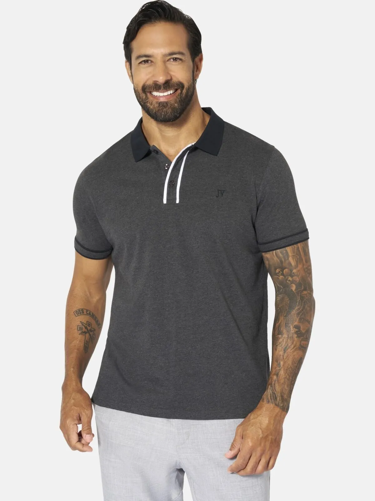 Jan Vanderstorm Polo da uomo Isfried, grigio argentato, 3XL - immagine 2