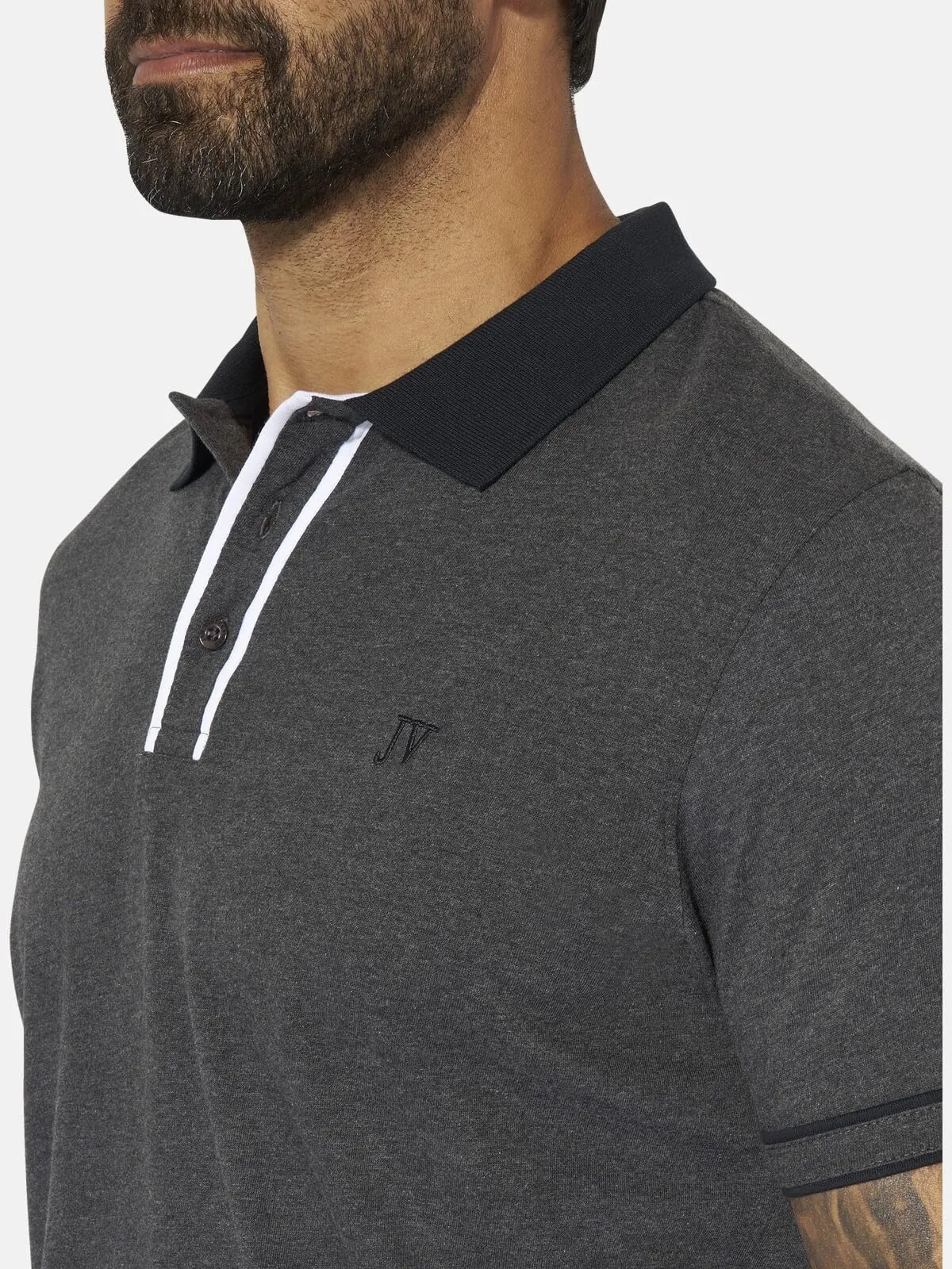 Jan Vanderstorm Polo da uomo Isfried, grigio argentato, 3XL - immagine 3