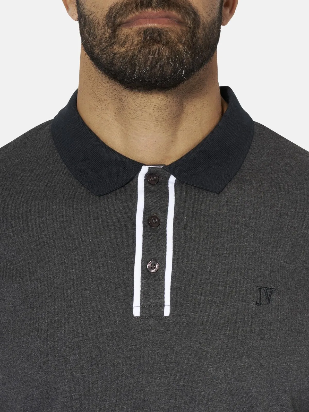 Jan Vanderstorm Polo da uomo Isfried, grigio argentato, 4XL - immagine 6