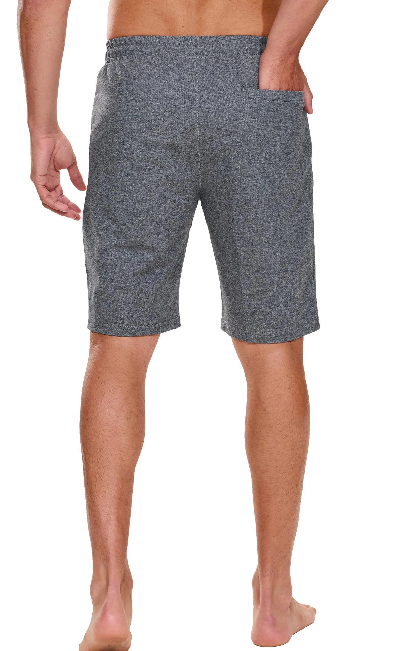 HCSS Pantaloncini Sportivi Uomo Running Shorts Cotone Tasche Zip(Grigio-L) - immagine 3