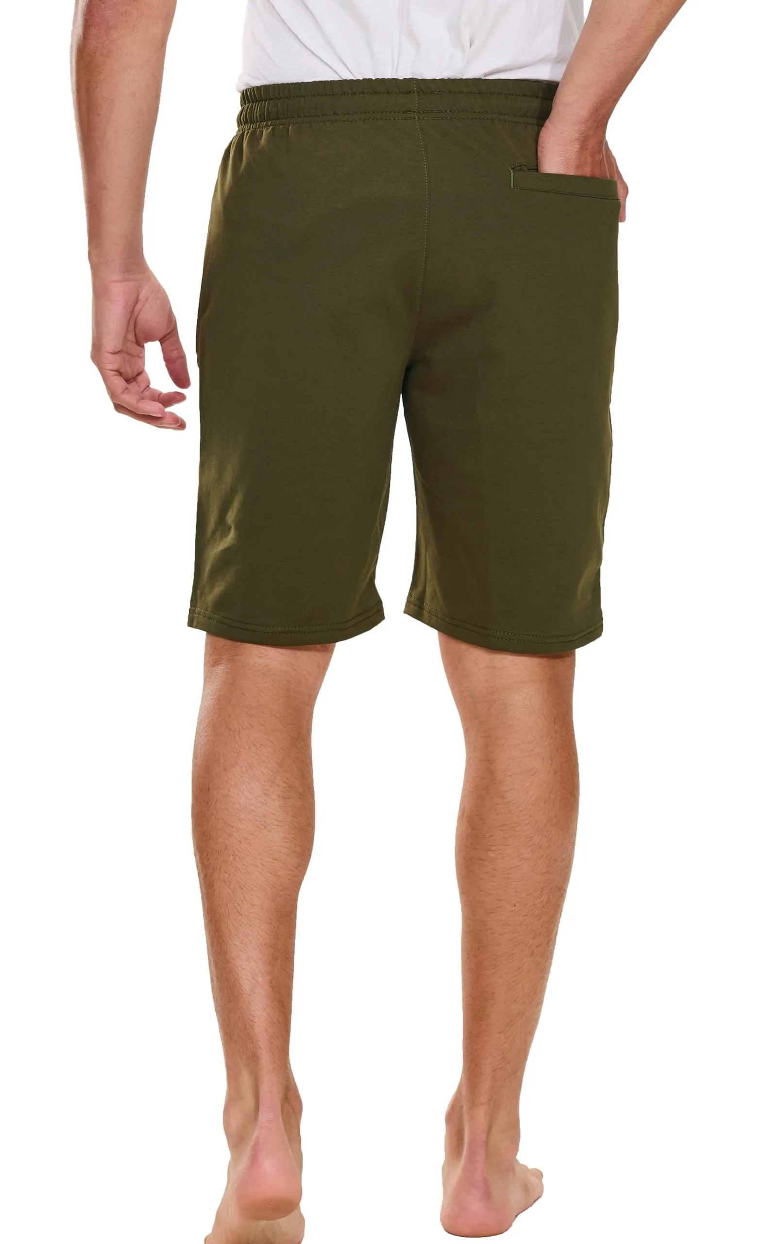 HCSS Pantaloncini Sportivi Uomo Running Shorts Cotone Tasche Zip(Verde-XL) - immagine 3