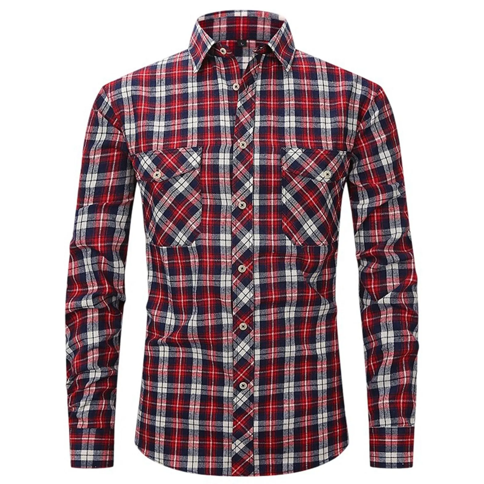 Mymyguoe Camicia a quadri da uomo, a maniche lunghe, con bottoni automatici a pressione, per il tempo libero, con tasca sul petto, vestibilità normale, per la transizione, in flanella, da lavoro, Q2 - immagine 4