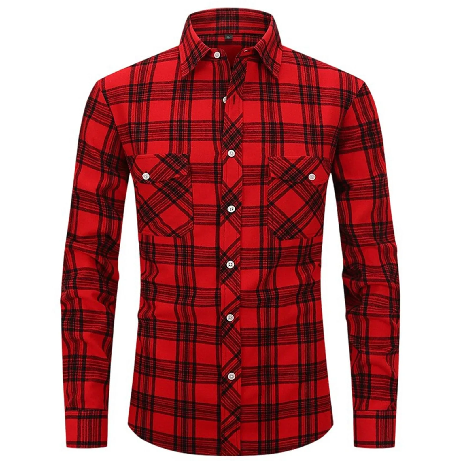 Mymyguoe Camicia a quadri da uomo, a maniche lunghe, con bottoni automatici a pressione, per il tempo libero, con tasca sul petto, vestibilità normale, per la transizione, in flanella, da lavoro, Q2 - immagine 1