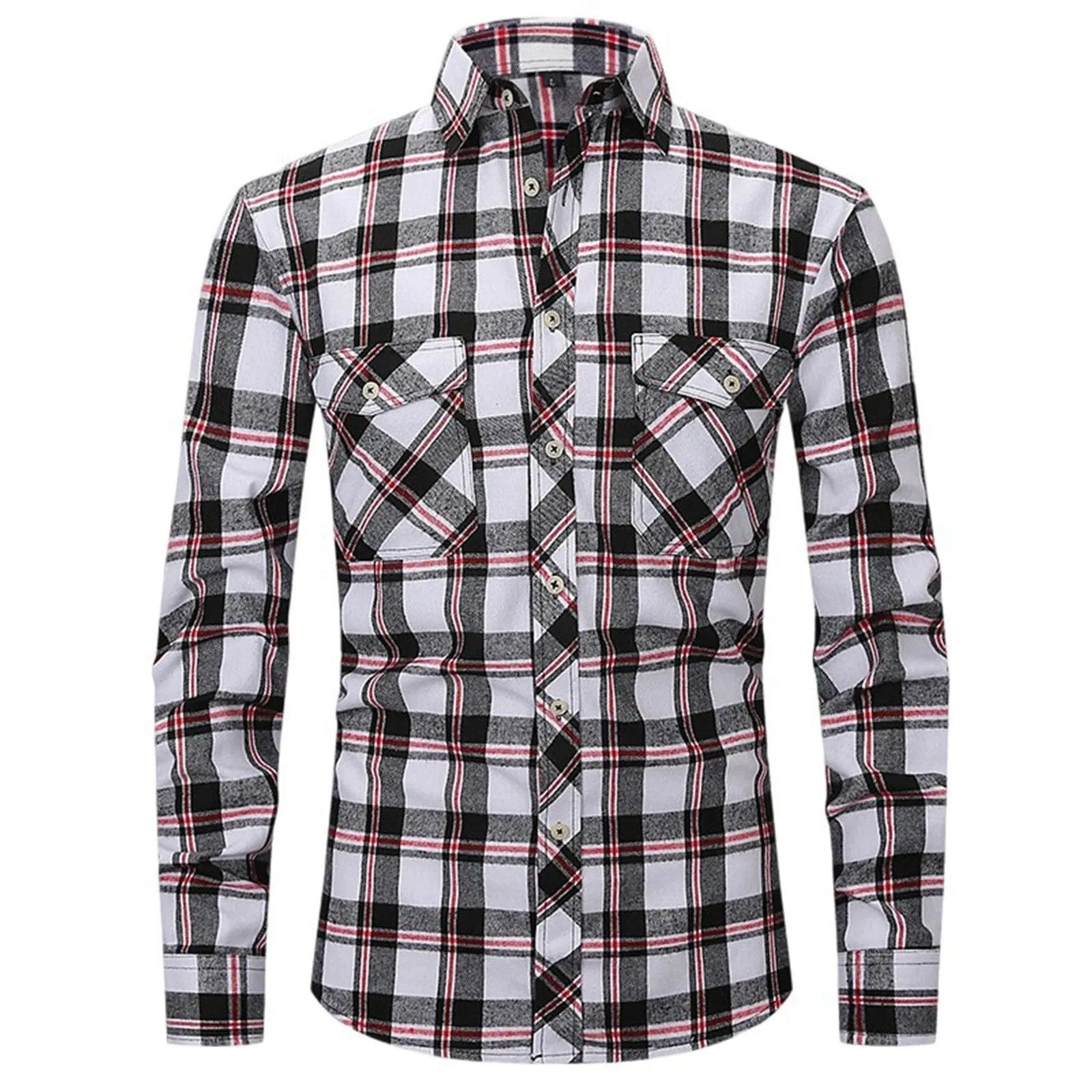 Mymyguoe Camicia a quadri da uomo, a maniche lunghe, con bottoni automatici a pressione, per il tempo libero, con tasca sul petto, vestibilità normale, per la transizione, in flanella, da lavoro, Q2 - immagine 2