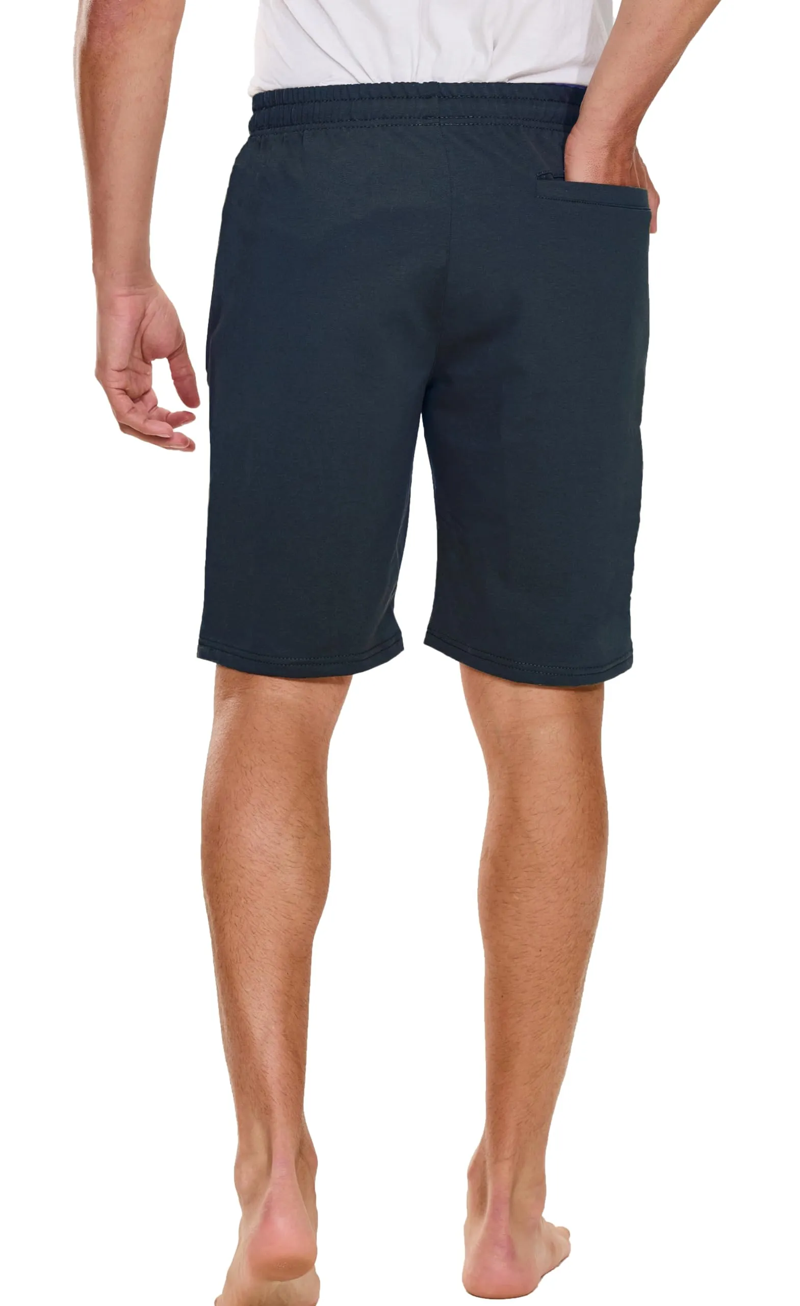 HCSS Pantaloncini Sportivi Uomo Running Shorts Cotone Tasche Zip(Blu-M) - immagine 3