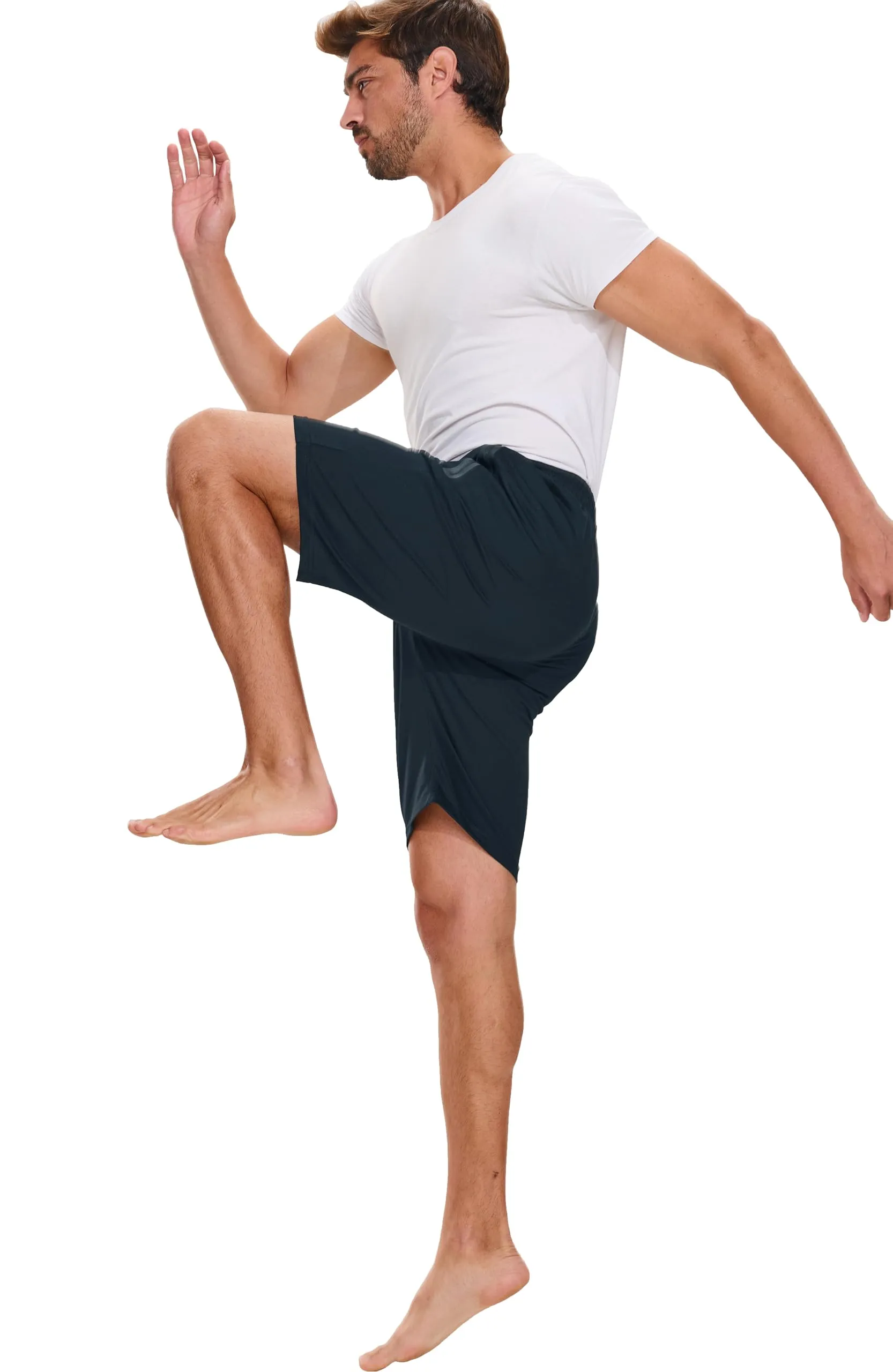 HCSS Pantaloncini Sportivi Uomo Running Shorts Cotone Tasche Zip(Blu-M) - immagine 5