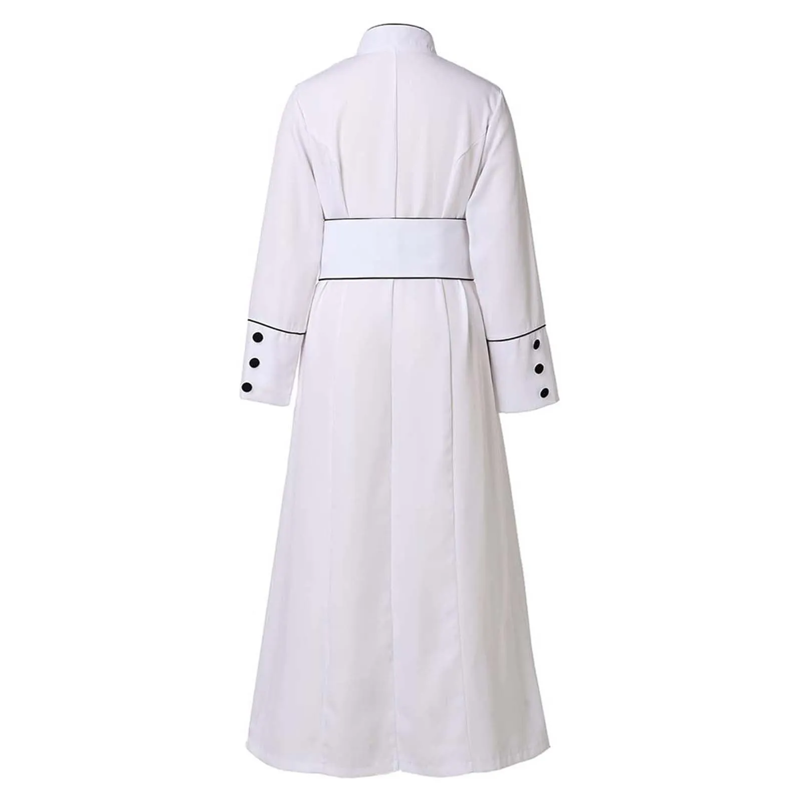 Costume da cosplay da uomo romano chiesa cattolica cappotto sacerdote abito con cintura papa vescovo parroco abito clero vestito con collo sciallato baggy adorazione robe sacerdotale cassock, bianco - immagine 5