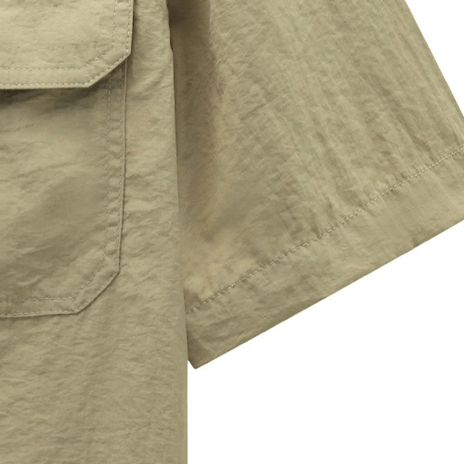 Tobysper Camicia da lavoro da uomo, a maniche corte, estiva, leggera, in tinta unita, per il tempo libero, da uomo, a maniche corte, slim fit, da lavoro, con bottoni, risvolto, cachi, M - immagine 6
