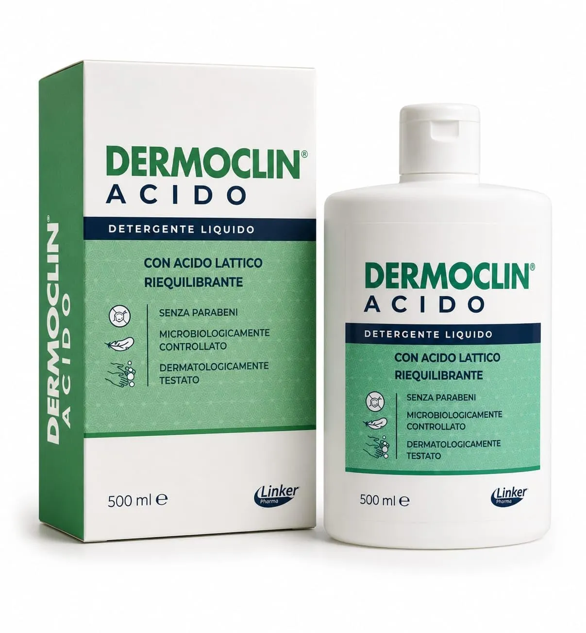 Dermoclin Acido Detergente Intimo Riequilibrante e Protettivo 500 ml – Con Acido Lattico, Senza Parabeni, Detergente Delicato per Igiene Intima Quotidiana Uomo e Donna - immagine 1