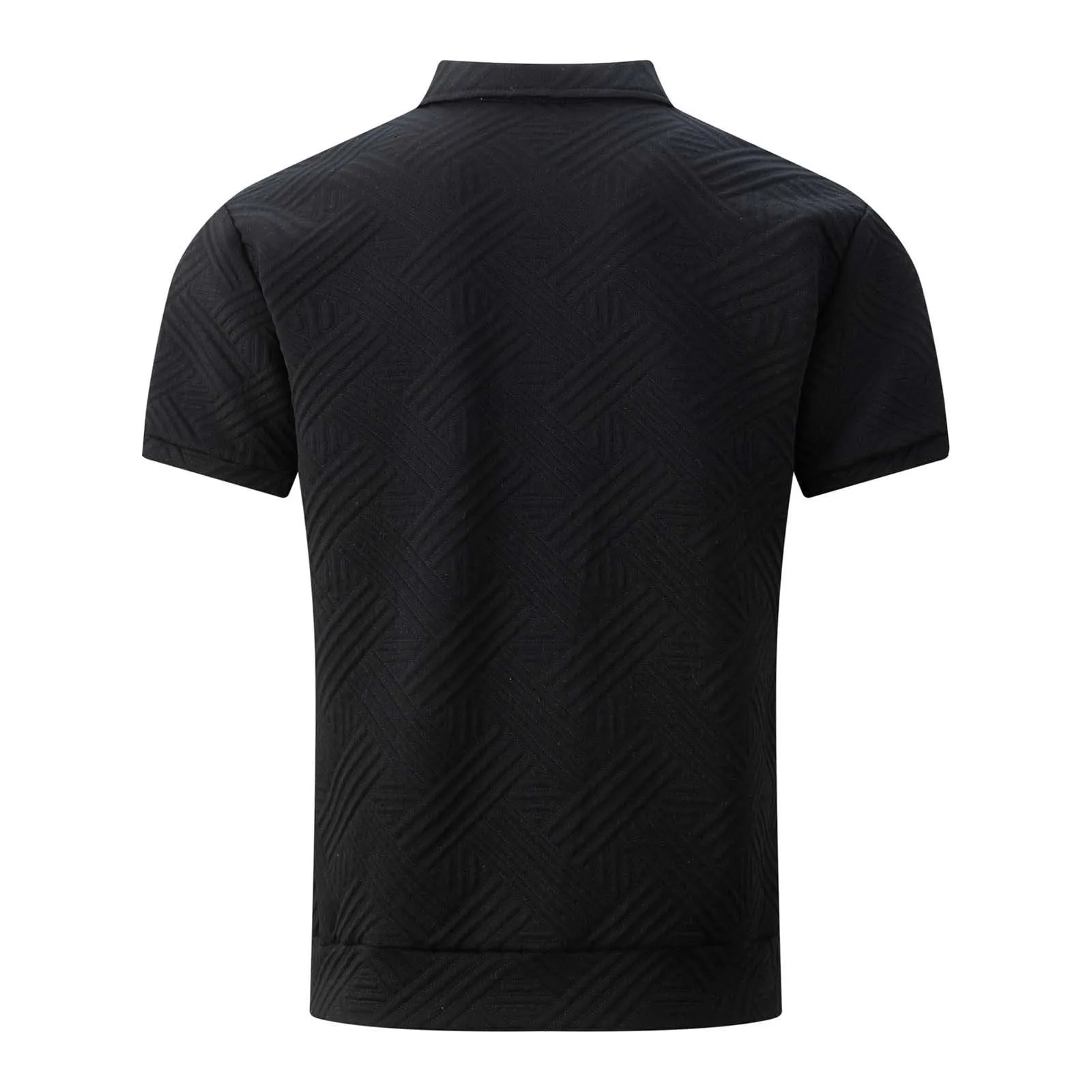 POIUIYQA Maglia Uomo Casual a Maniche Corte Leggero e Traspirante,Comodo Elegante,Camicia Estiva Casual da Esterno con Cerniera, Maniche Corte, Maglia a Maglia con Motivo Jacquard,Vestibilità Ampia - immagine 5