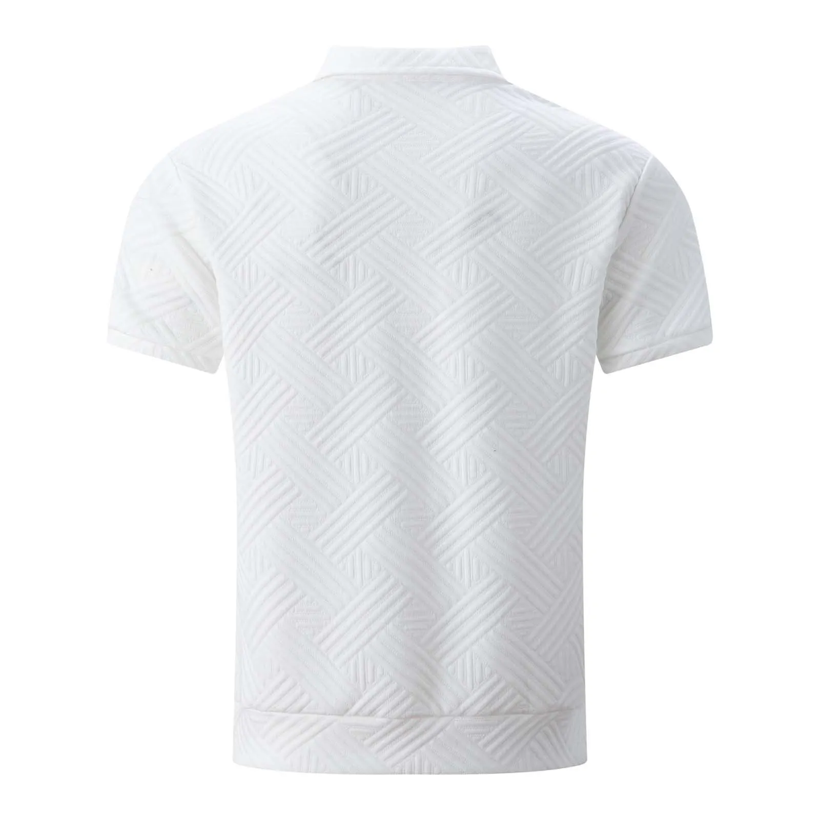 POIUIYQA Maglia Uomo Casual a Maniche Corte Leggero e Traspirante,Comodo Elegante,Camicia Estiva Casual da Esterno con Cerniera, Maniche Corte, Maglia a Maglia con Motivo Jacquard,Vestibilità Ampia - immagine 5