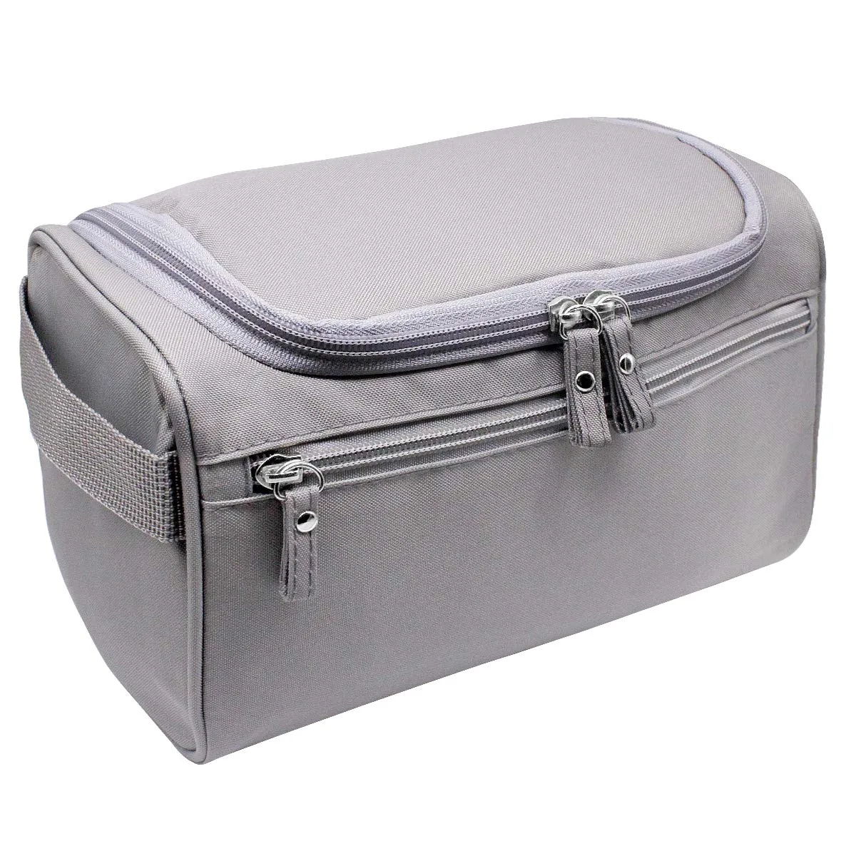 Beauty Case da Viaggio Uomo Donna Borsa da Toilette da Appendere Borsa da Viaggio Con Gancio Impermeabile Da Bagno Portatile Organizer da Viaggio Pochette Make Up Trucchi Cosmetici Grigio - immagine 1
