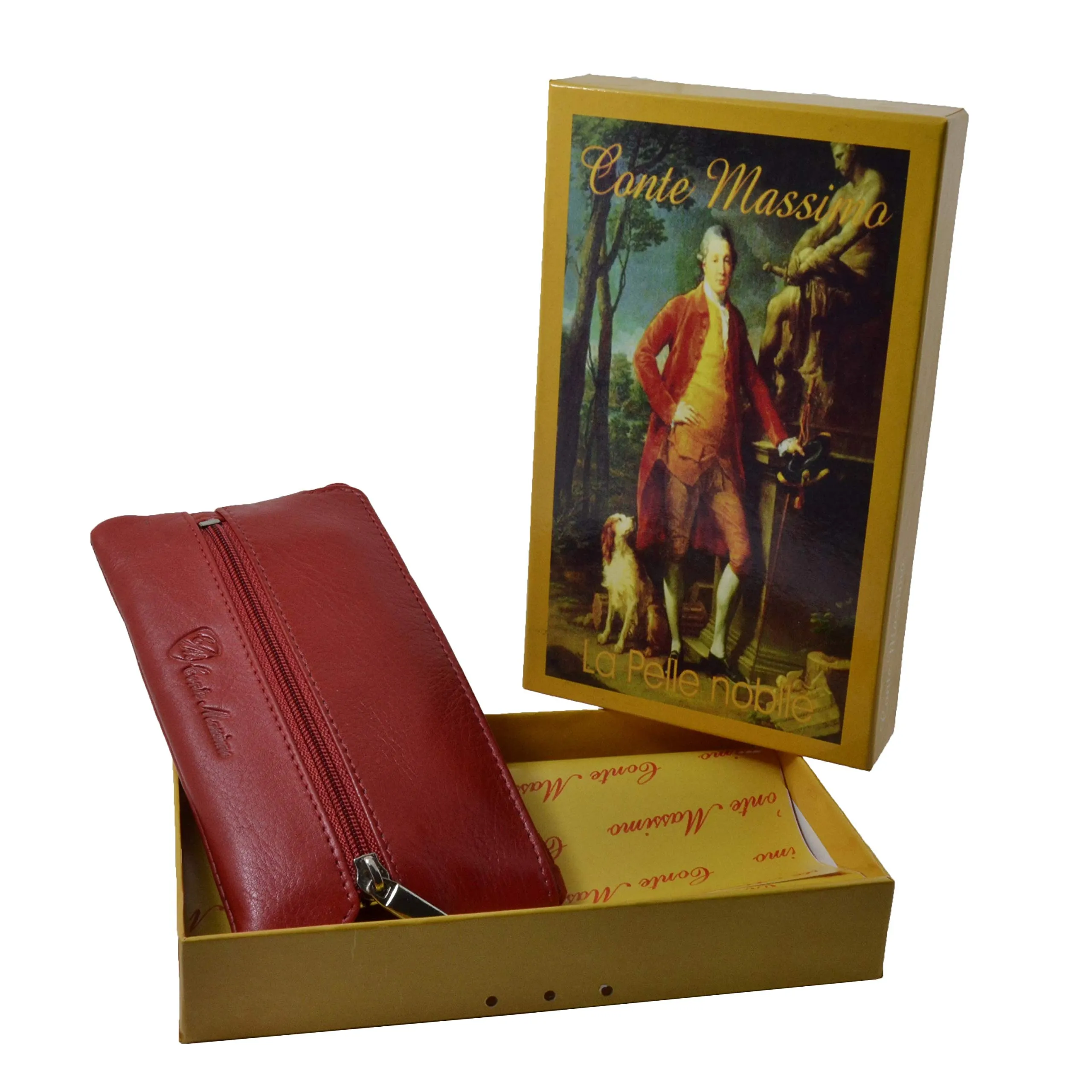 CONTE MASSIMO Portachiavi Per Uomo e Donna, Vera Pelle, 2 Tasche con Cerniera, Ganci, Con Scatola Regalo - immagine 6