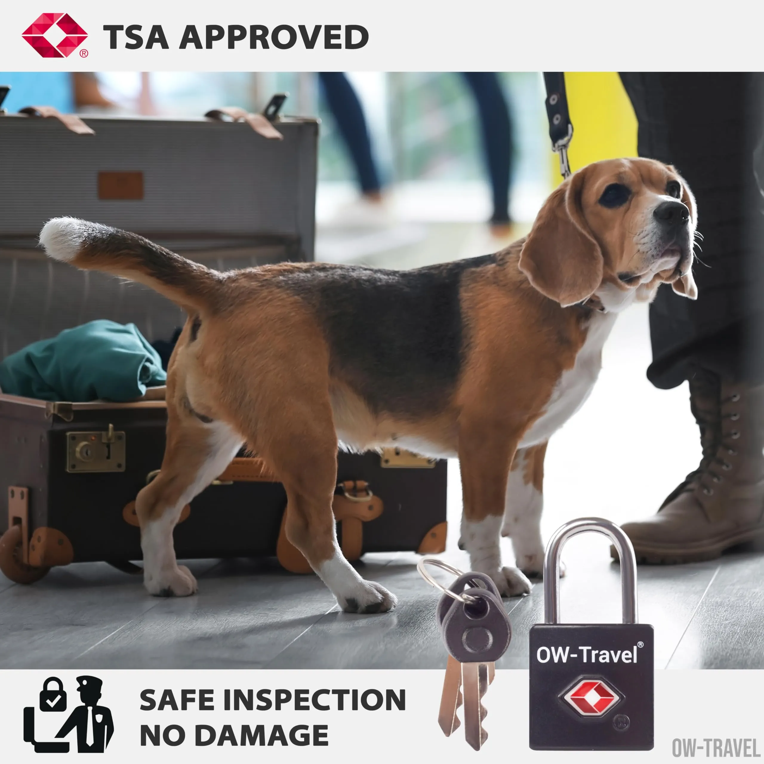 OW-Travel Lucchetto per Valigia con Chiave, Lucchetto TSA USA, Nero 4 Pz - immagine 6