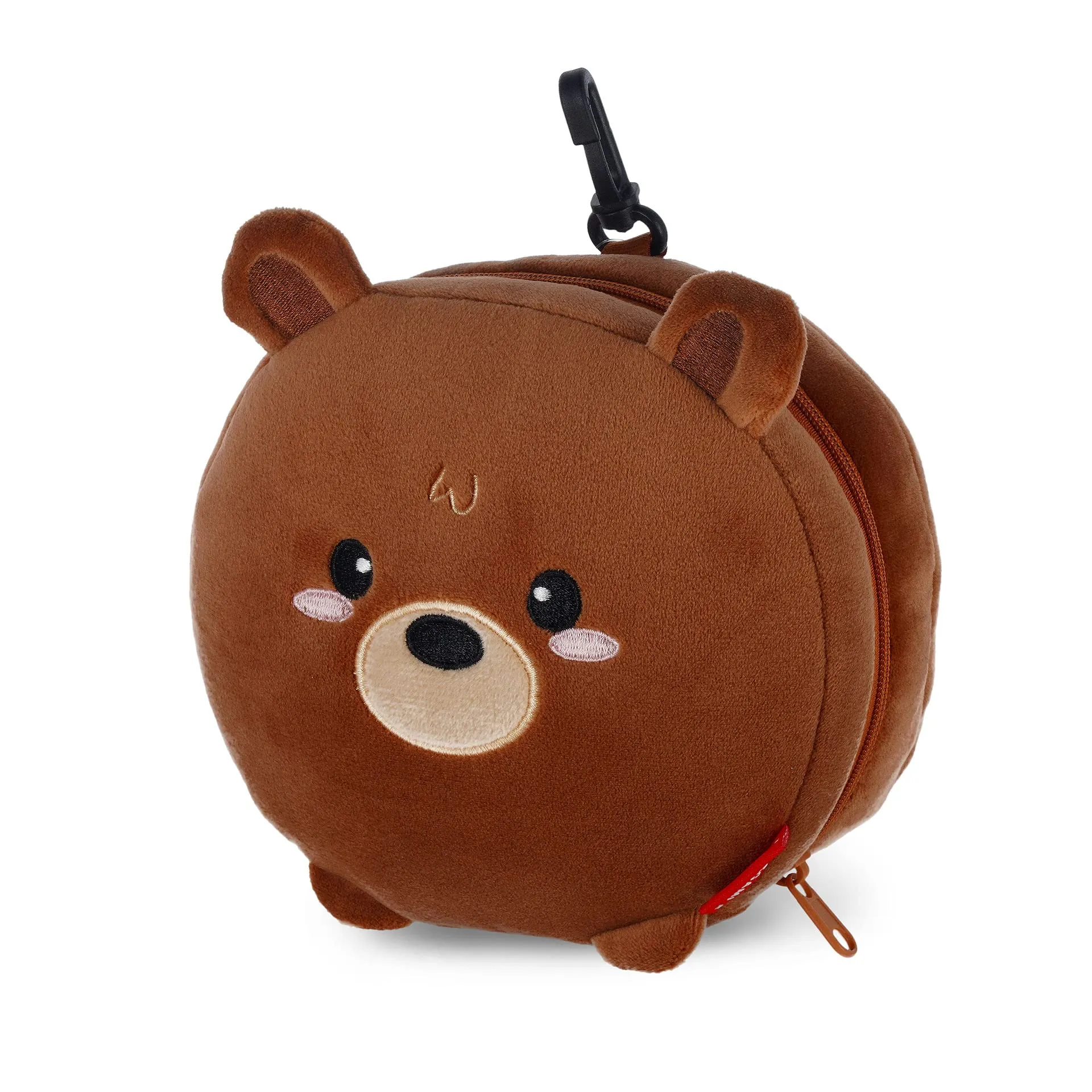 Legami - Cuscino da Viaggio con Mascherina da Notte, Chiusura a Zip, Salvaspazio, Gancio per un Trasporto comodo, 16x16 cm, Tema Teddy Bear - immagine 4