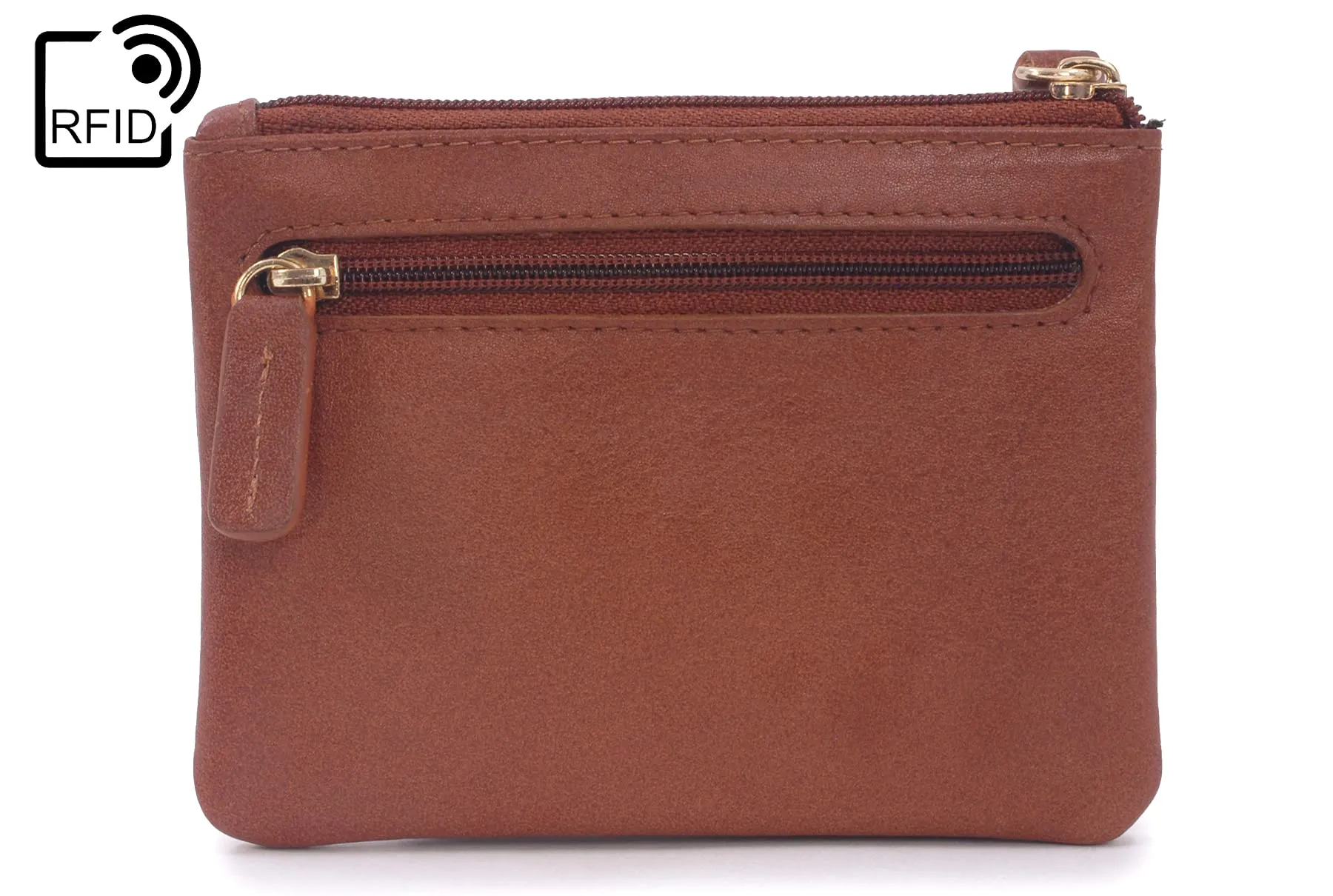 Catwalk Collection Handbags - Portamonete Piccolo in Pelle - Borsellino Donna - Mini Portafoglio - RFID - Scatola Regalo - Mimi - Marrone Chiaro Oro - immagine 4