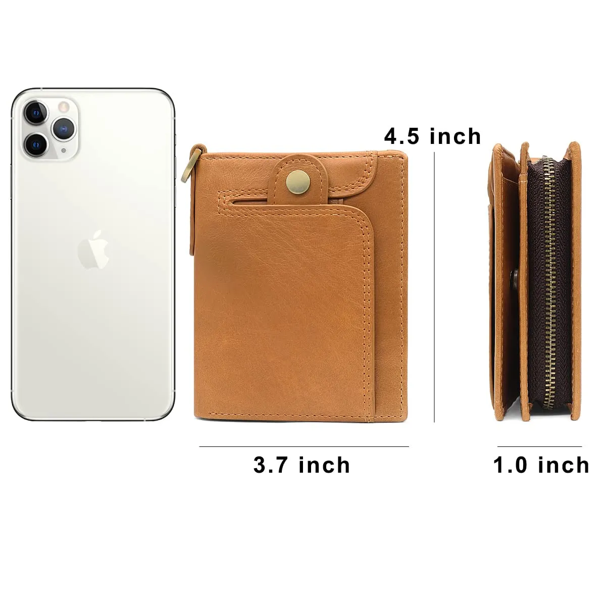 REETEE Portafoglio Uomo Blocco RFID Vera Pelle Piccolo Portafogli con Catena, portamonete uomo con cerniera, 14 Porta Carte di Credito, Portafoglio da Uomo Slim con Confezione Regalo (Marrone) - immagine 6