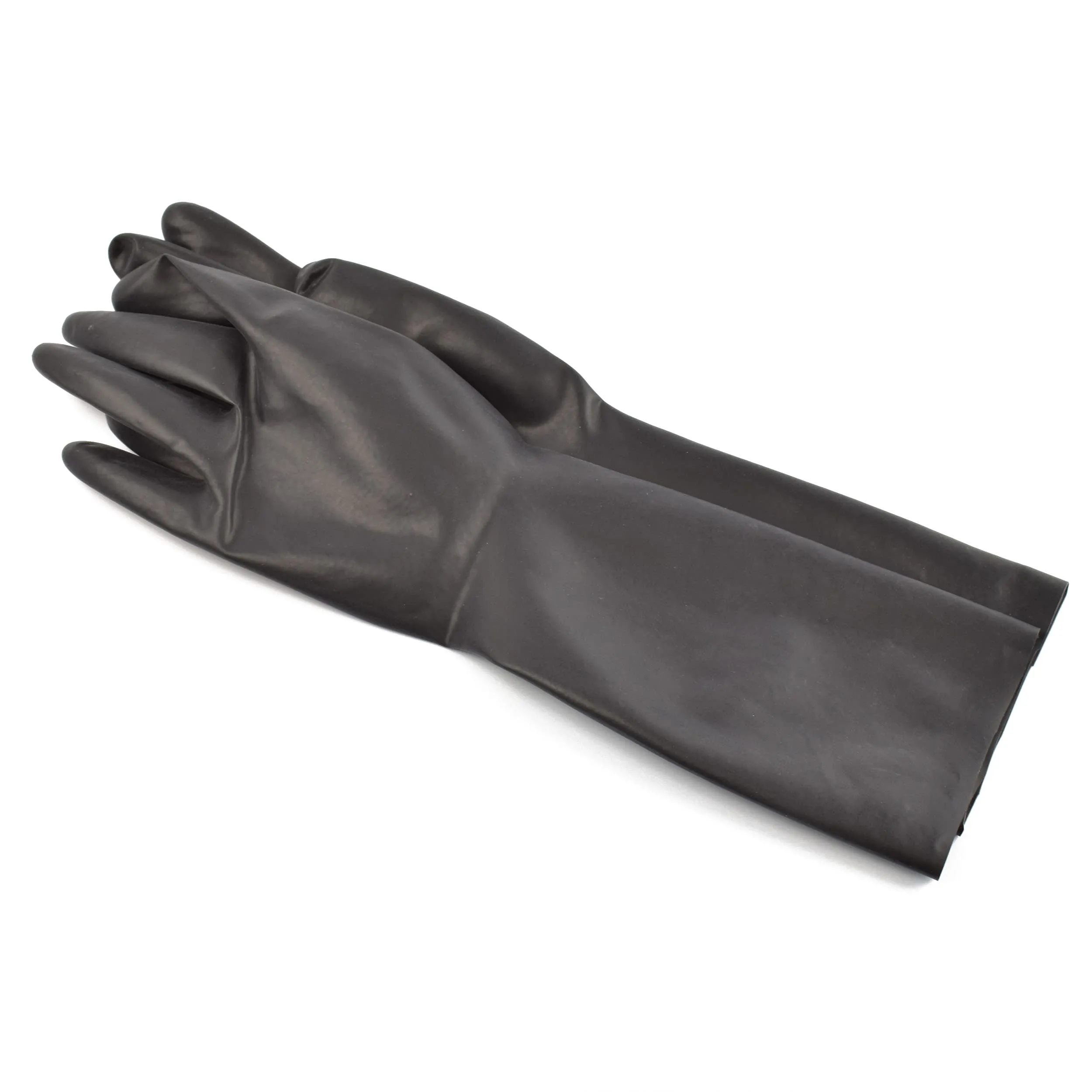 Rubberfashion Guanti in lattice corti - Sexy Rubber Gloves - guanti in lattice corti fino al polso per donne e uomini nero 0,4 mm L - immagine 3