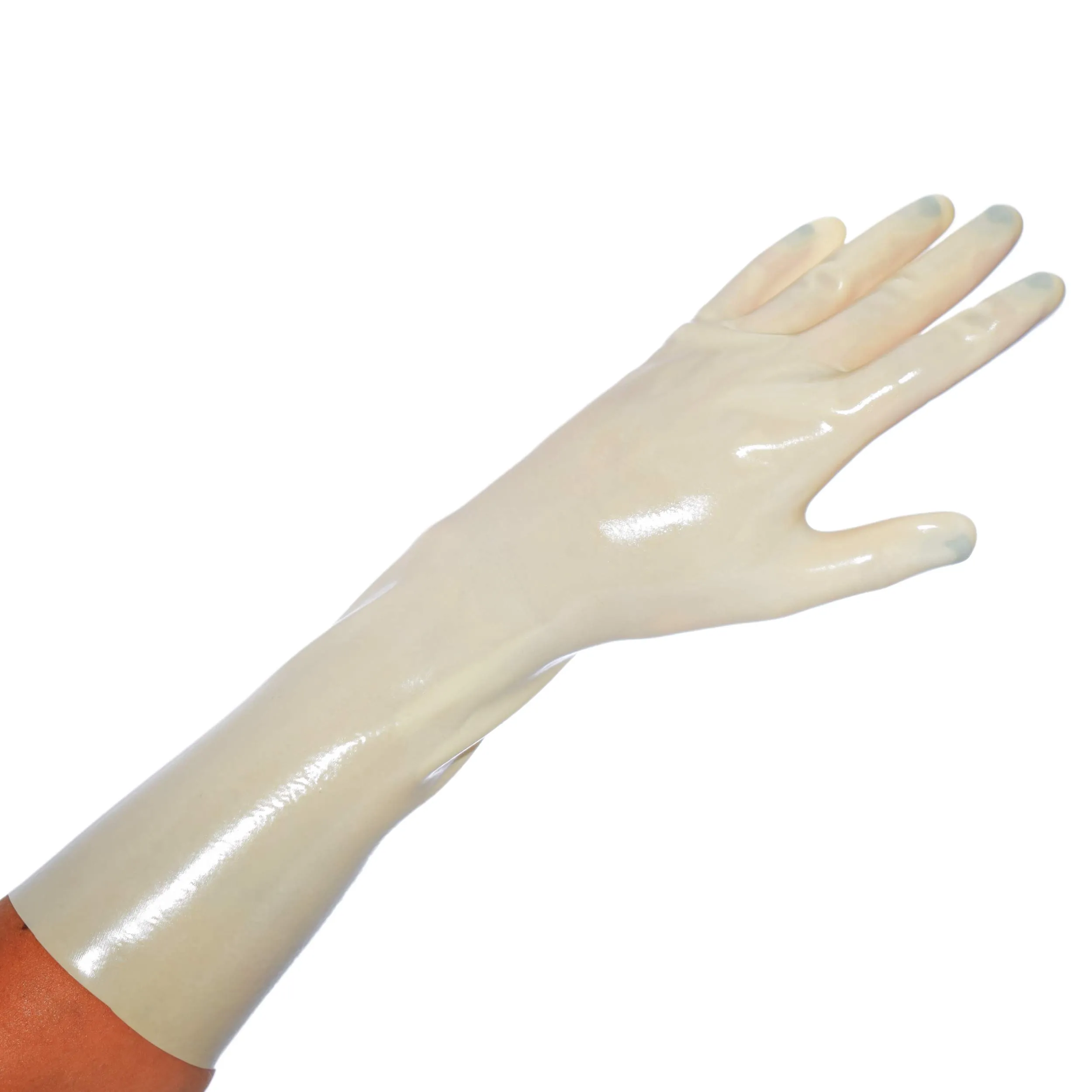 Rubberfashion Guanti In Lattice Corti Fino Al Polso Per Uomini E Donne, Gomma Pesante, Bianco 0,8 Mm, Taglia XL - immagine 1