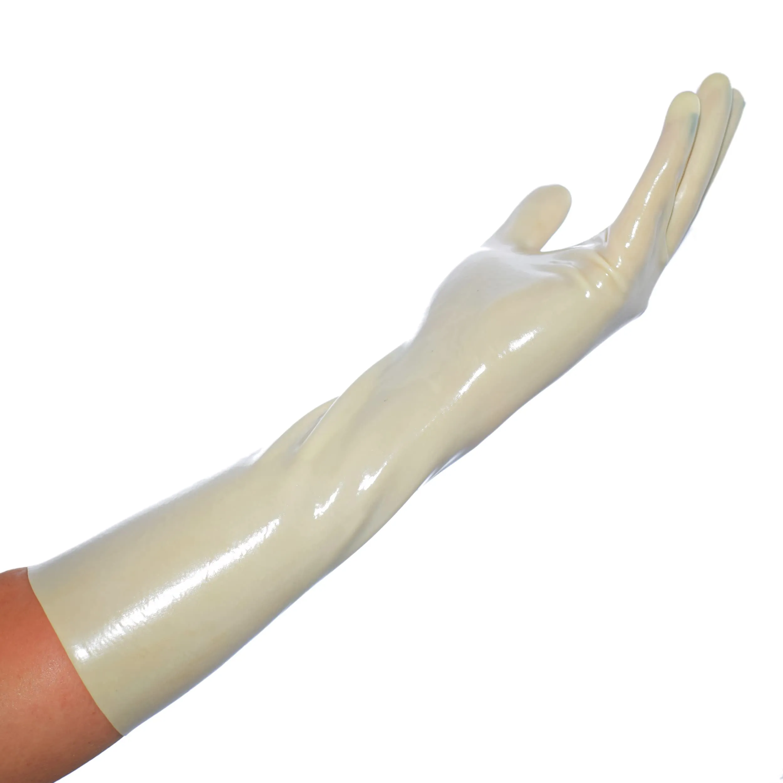 Rubberfashion Guanti In Lattice Corti Fino Al Polso Per Uomini E Donne, Gomma Pesante, Bianco 0,8 Mm, Taglia XL - immagine 5