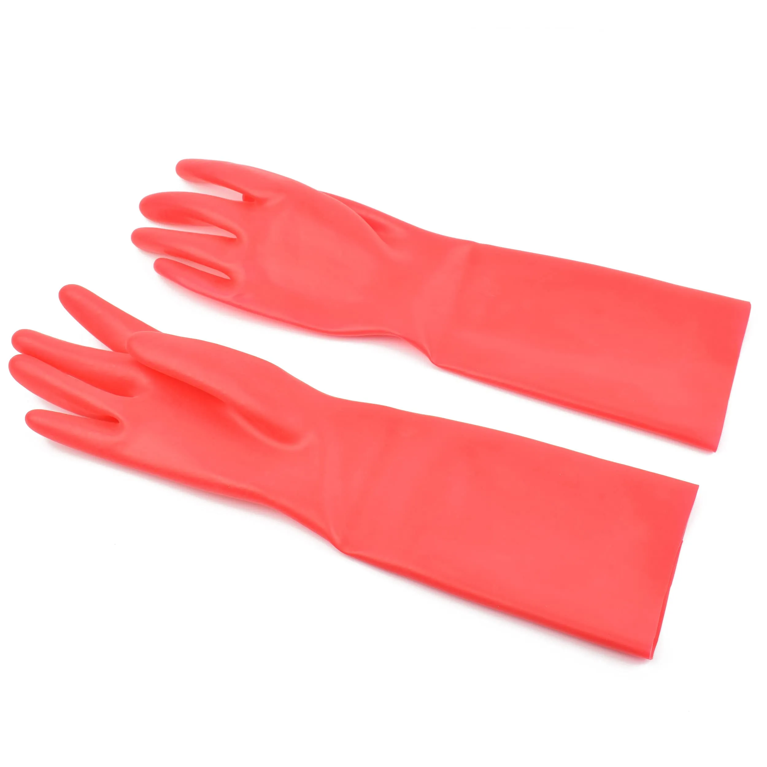 Rubberfashion Guanti in lattice corti - Guanti in gomma pesante - Guanti in lattice corti fino al polso per uomini e donne rosso 0,8 mm XL - immagine 5