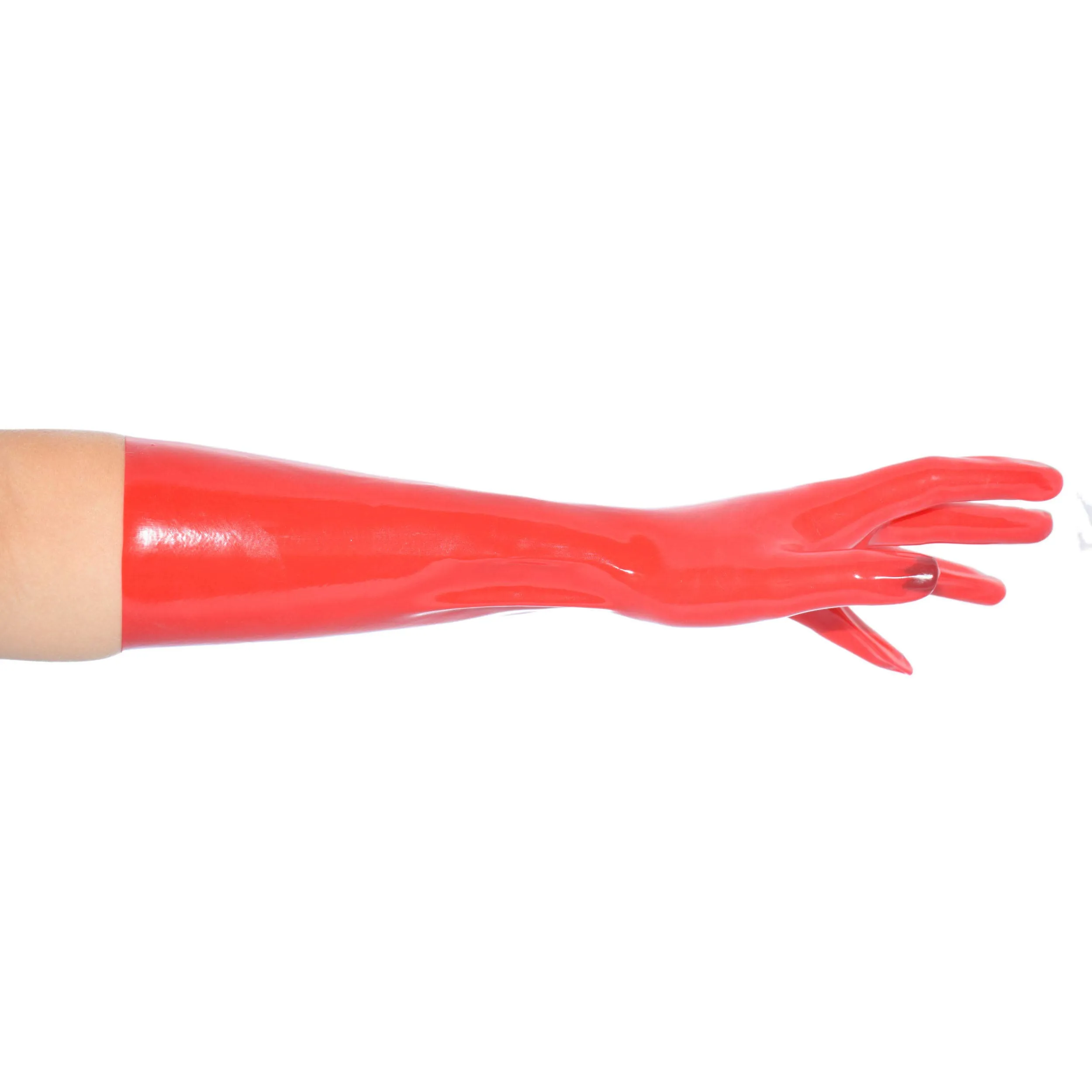 Rubberfashion Guanti in lattice corti - Guanti in gomma pesante - Guanti in lattice corti fino al polso per uomini e donne rosso 0,8 mm XL - immagine 6