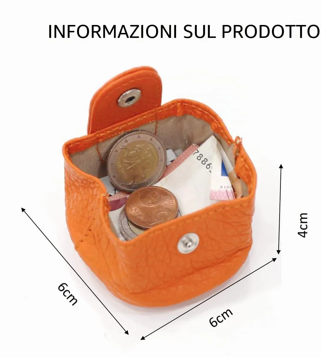 Van Der Rich ® - Portamonete Piccolo Pelle - Donna/Uomo (Arancione) - immagine 4