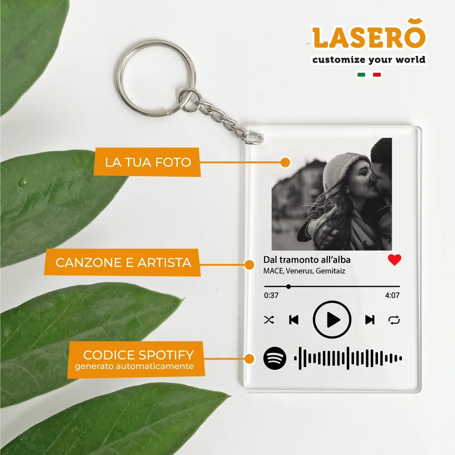 LASERO' Portachiavi Spotify con Foto | Idea Regalo Personalizzato - immagine 3