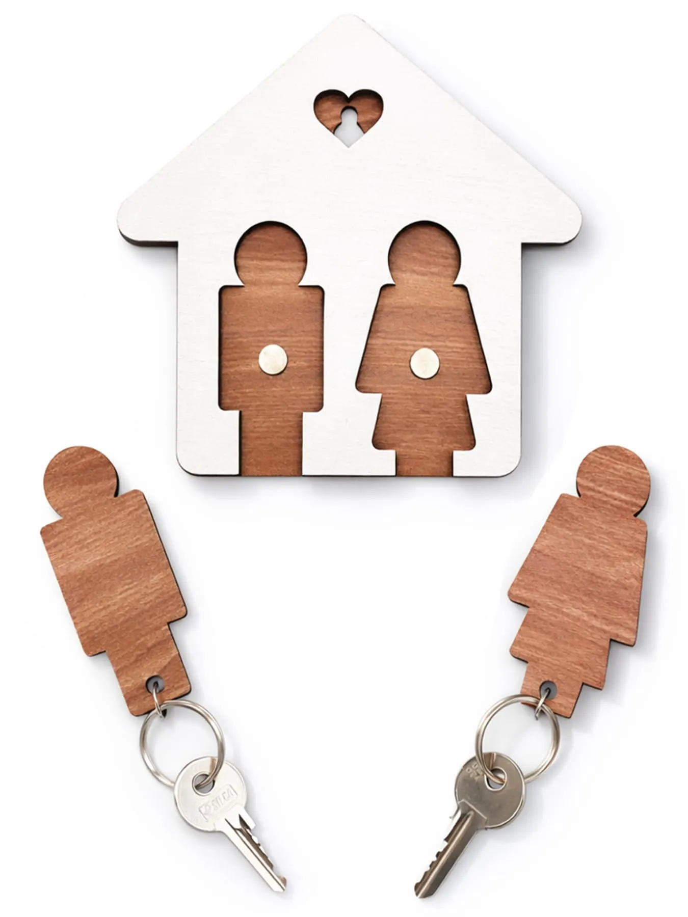 LAC Portachiavi Casa Nuova Coppia in Legno | Regalo per Lei e per Lui - immagine 1