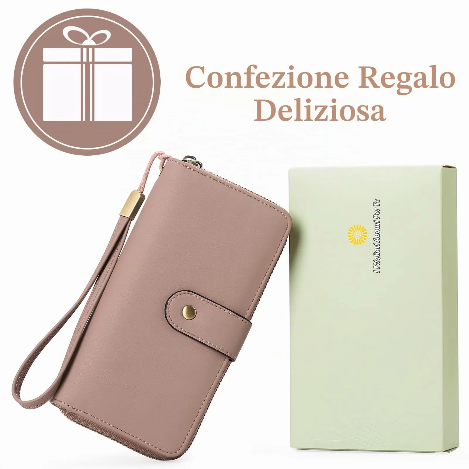 GAEKEAO Portafogli da donna in pelle, Portafoglio Donna Grande Lungo con blocco RFID, Portamonete chiusura con cerniera - immagine 6