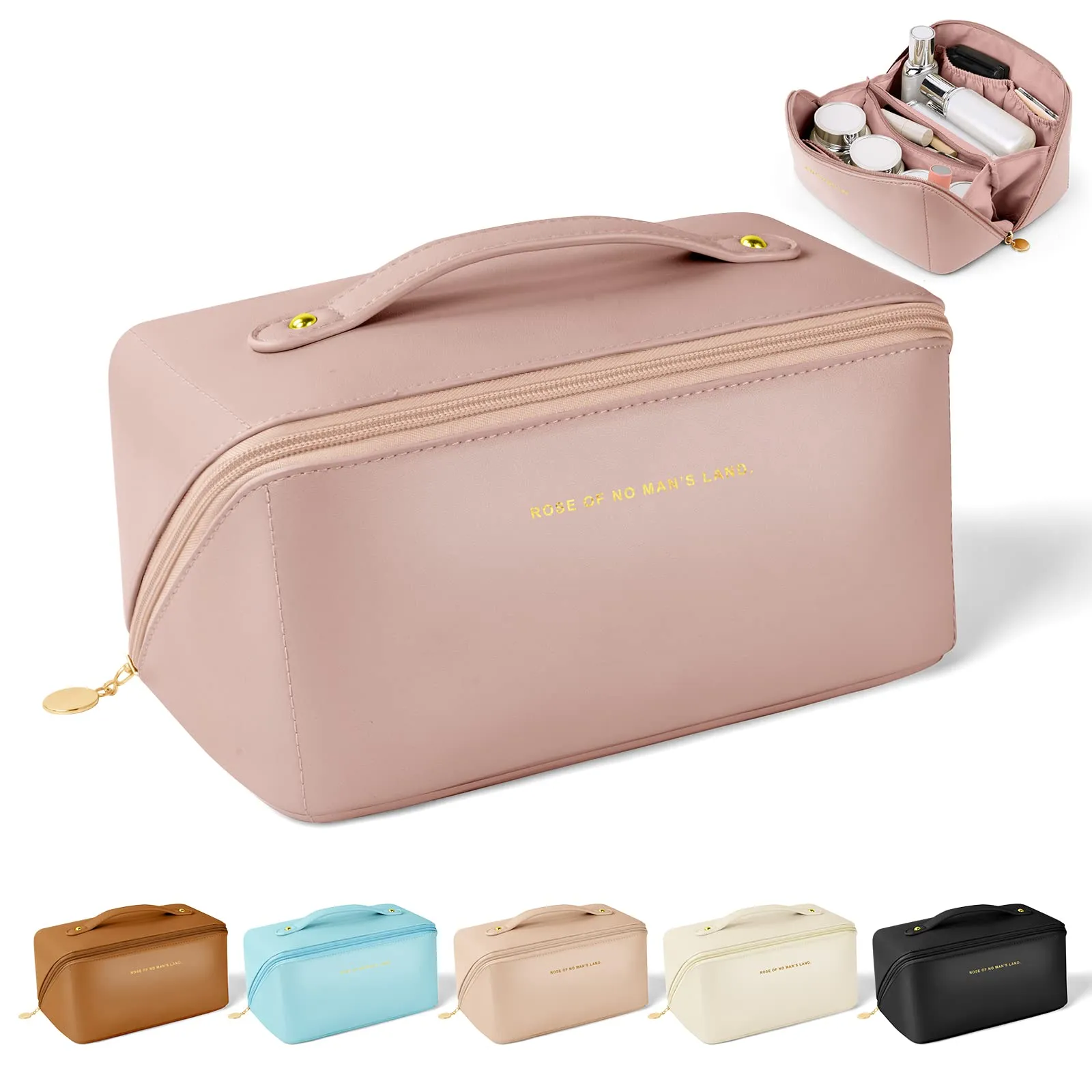 Aucuu Borsa Cosmetica da Viaggio, Beauty Case da Viaggio Donna, Borsa da Viaggio per Cosmetici, Borsa Cosmetica da Donna in Morbida Pelle PU, Borse da Toilette Impermeabile Portatile - immagine 8