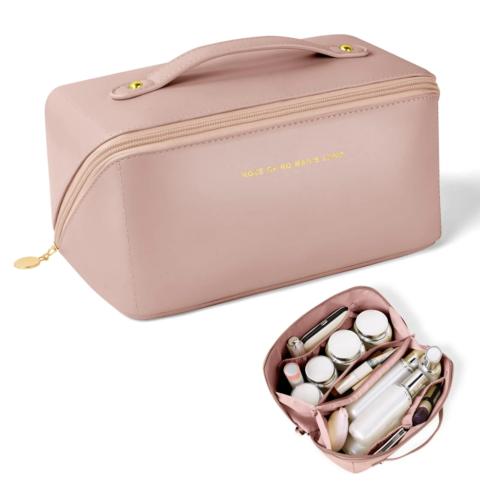 Aucuu Borsa Cosmetica da Viaggio, Beauty Case da Viaggio Donna, Borsa da Viaggio per Cosmetici, Borsa Cosmetica da Donna in Morbida Pelle PU, Borse da Toilette Impermeabile Portatile - immagine 9