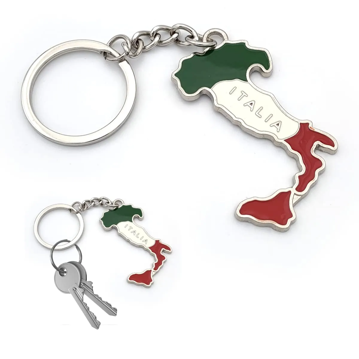 Powersell Portachiavi Tascabile con Anello Porta Chiavi Bandiera Nazionale Italiana Italia in Metallo, Accessorio per Uomo e Donna, Idea Regalo (ITALIA) - immagine 1