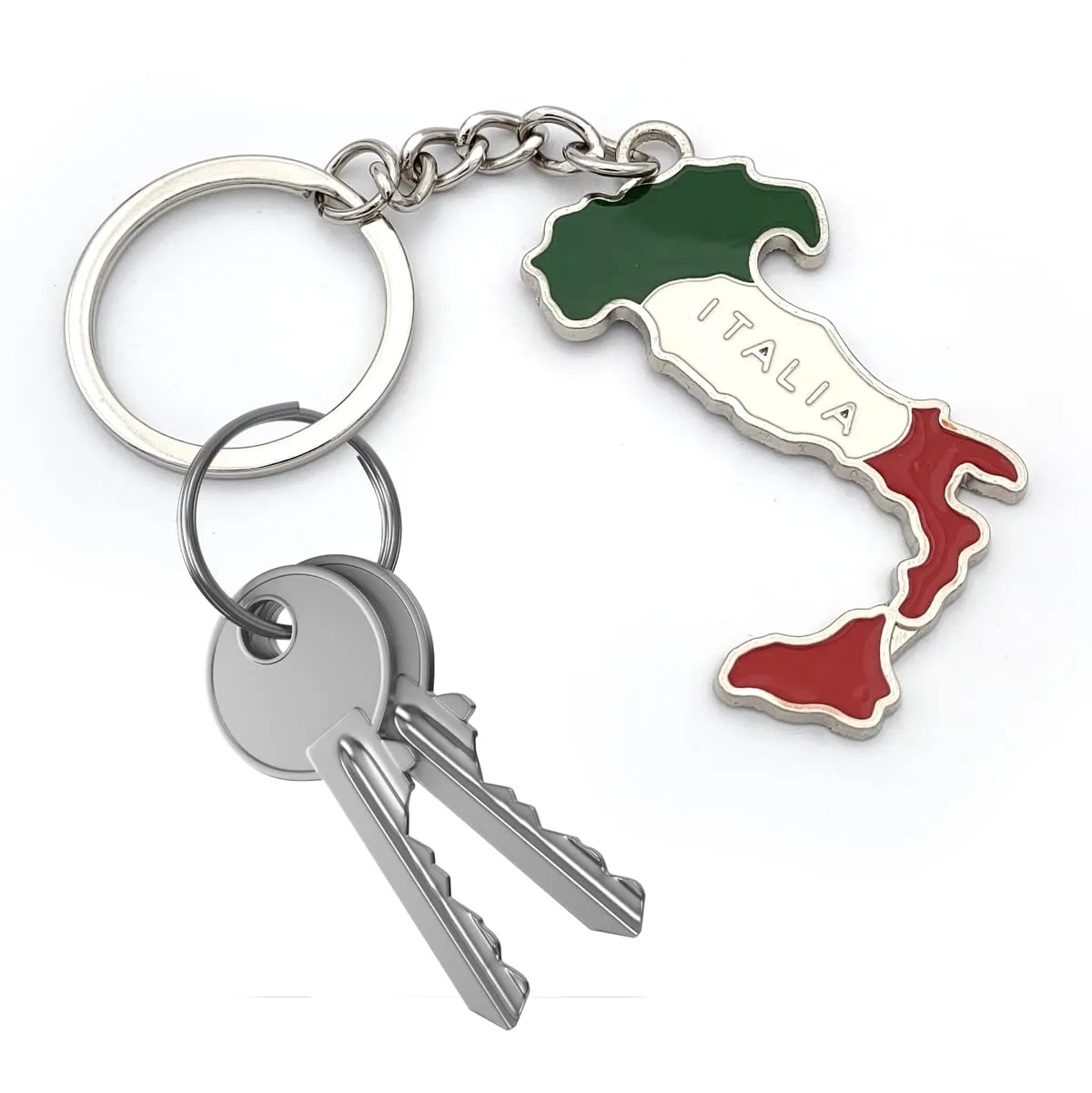 Powersell Portachiavi Tascabile con Anello Porta Chiavi Bandiera Nazionale Italiana Italia in Metallo, Accessorio per Uomo e Donna, Idea Regalo (ITALIA) - immagine 3
