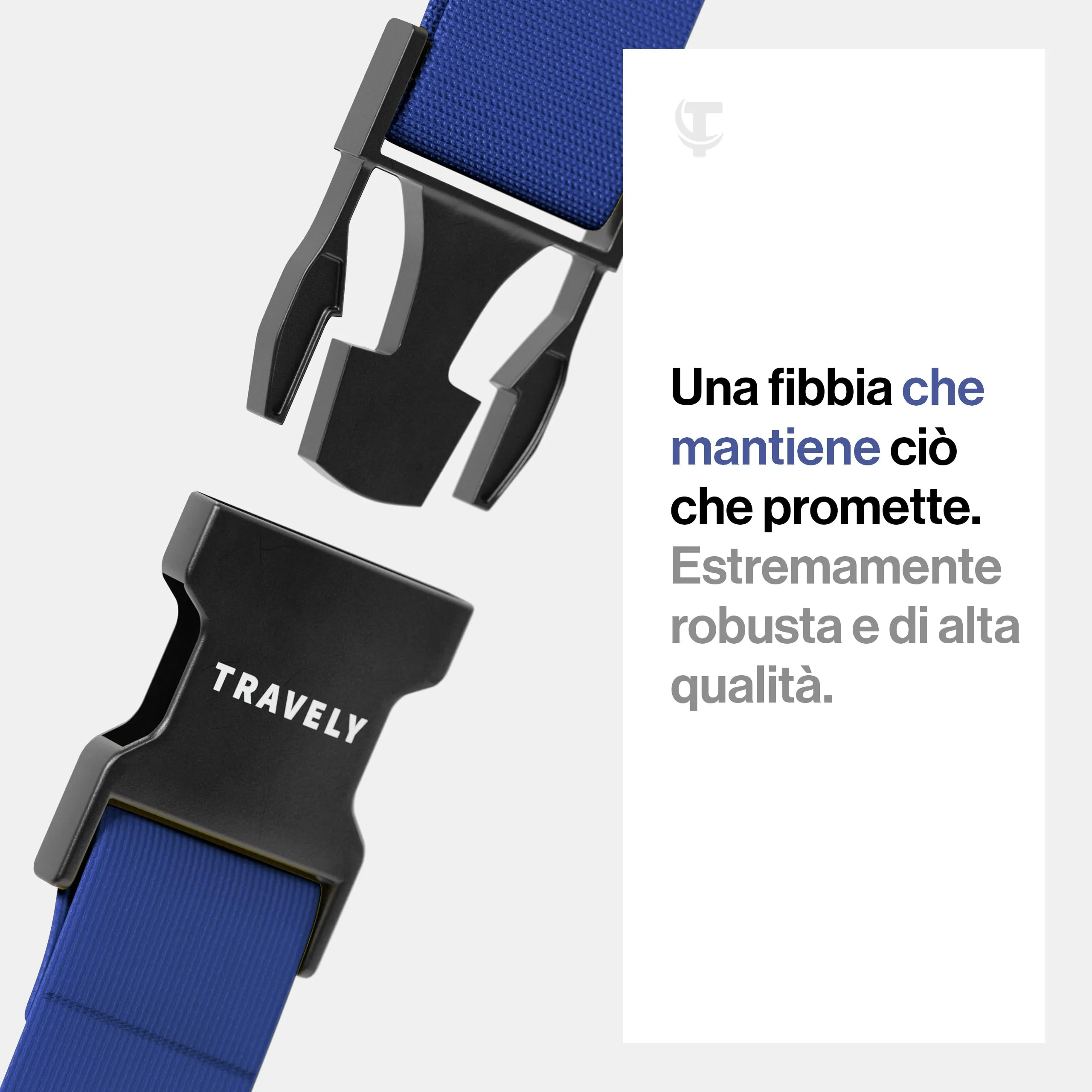 Travely® Cinghia per valigia di alta qualità, accattivante e sicura, con 4 targhette per nome, nastro per bagagli sulla croce, set da 4 pezzi, blu navy - immagine 3