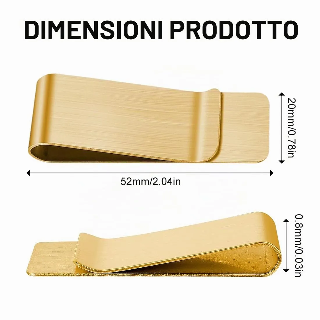 JSKWIKE 2 pezzi Fermasoldi in acciaio inox, sottile, per banconote, porta carte di credito, per uomini e donne - immagine 2