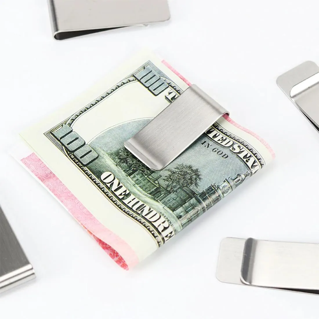 JSKWIKE 2 pezzi Fermasoldi in acciaio inox, sottile, per banconote, porta carte di credito, per uomini e donne - immagine 5
