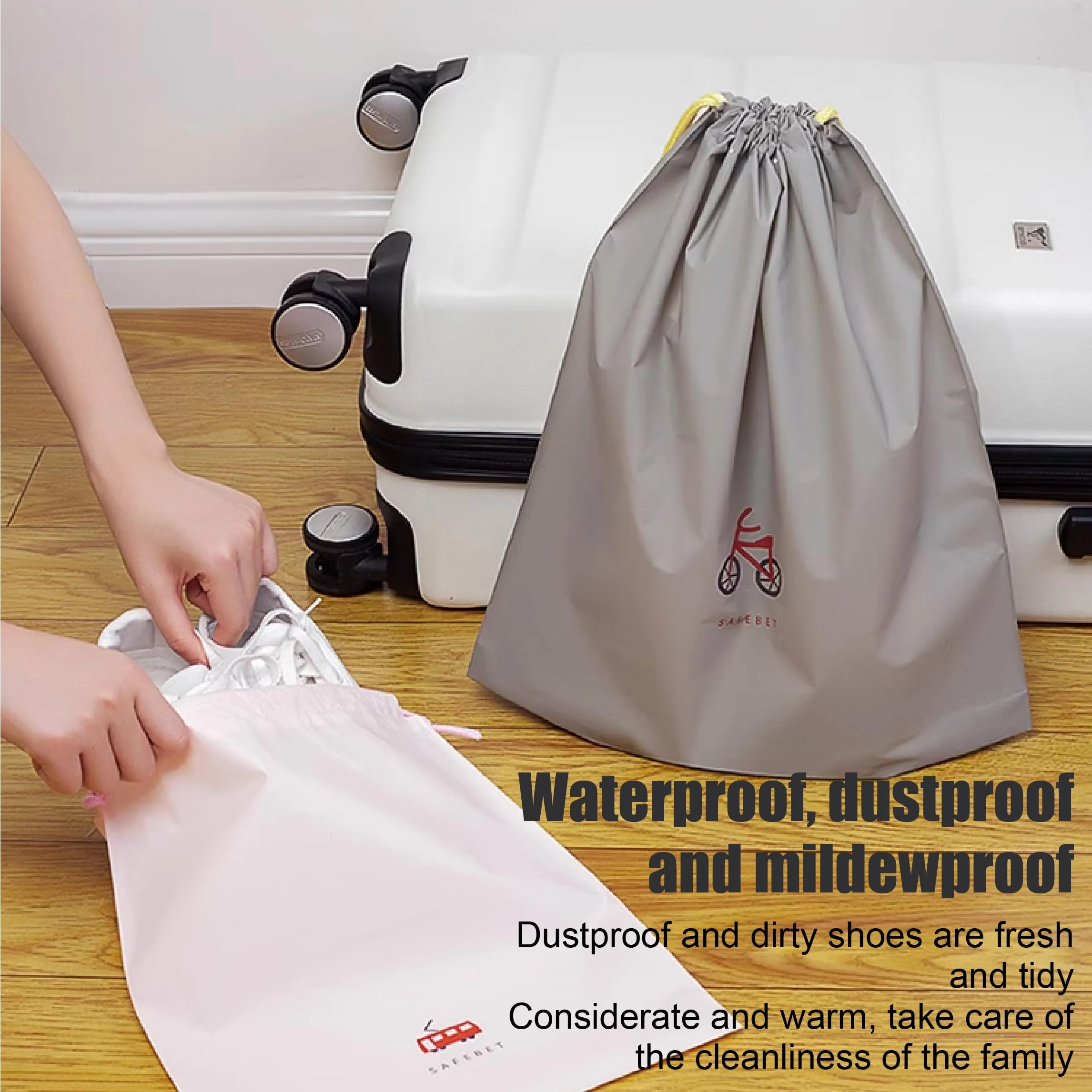 JSKWIKE 8 Pcs Sacchetti da Viaggio Impermeabili Immagazzinaggio Bags in Bag Zip Borsa Multifunzione per Vestiti Biancheria Intima Scarpe Cosmetico - immagine 6