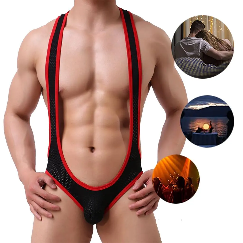 NewBull Mankini sexy Borat da uomo con rete, intimo aderente, pigiama elasticizzato e traspirante, per cosplay, lingerie, costume da bagno, Nero, taglia unica - immagine 7