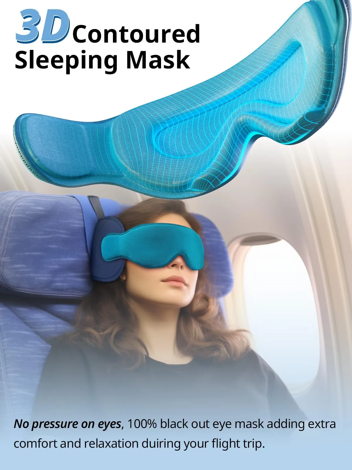 Inspireyes Cuscini da viaggio aerei, accessori da viaggio approvati FSA HSA per voli lunghi, cuscino da viaggio auto per bambini, maschera per dormire in aereo, Grigio scuro - immagine 4