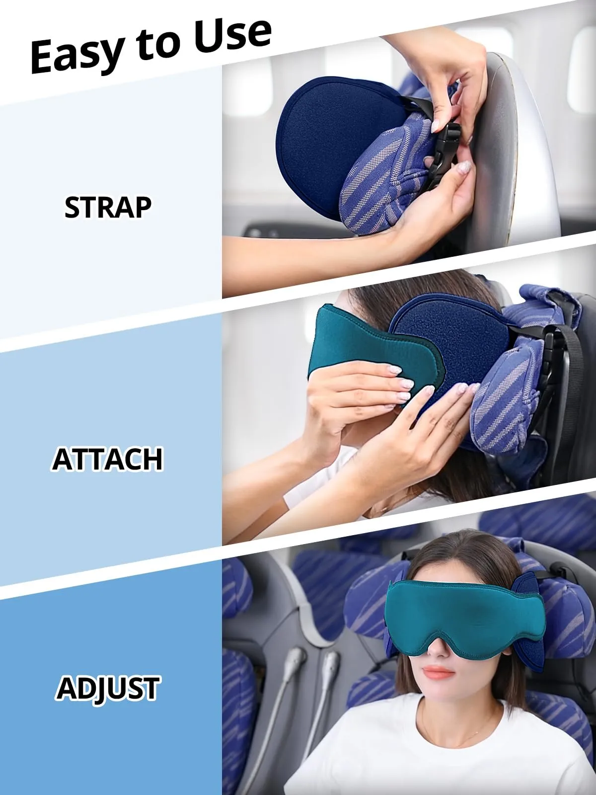 Inspireyes Cuscini da viaggio aerei, accessori da viaggio approvati FSA HSA per voli lunghi, cuscino da viaggio auto per bambini, maschera per dormire in aereo, Grigio scuro - immagine 5