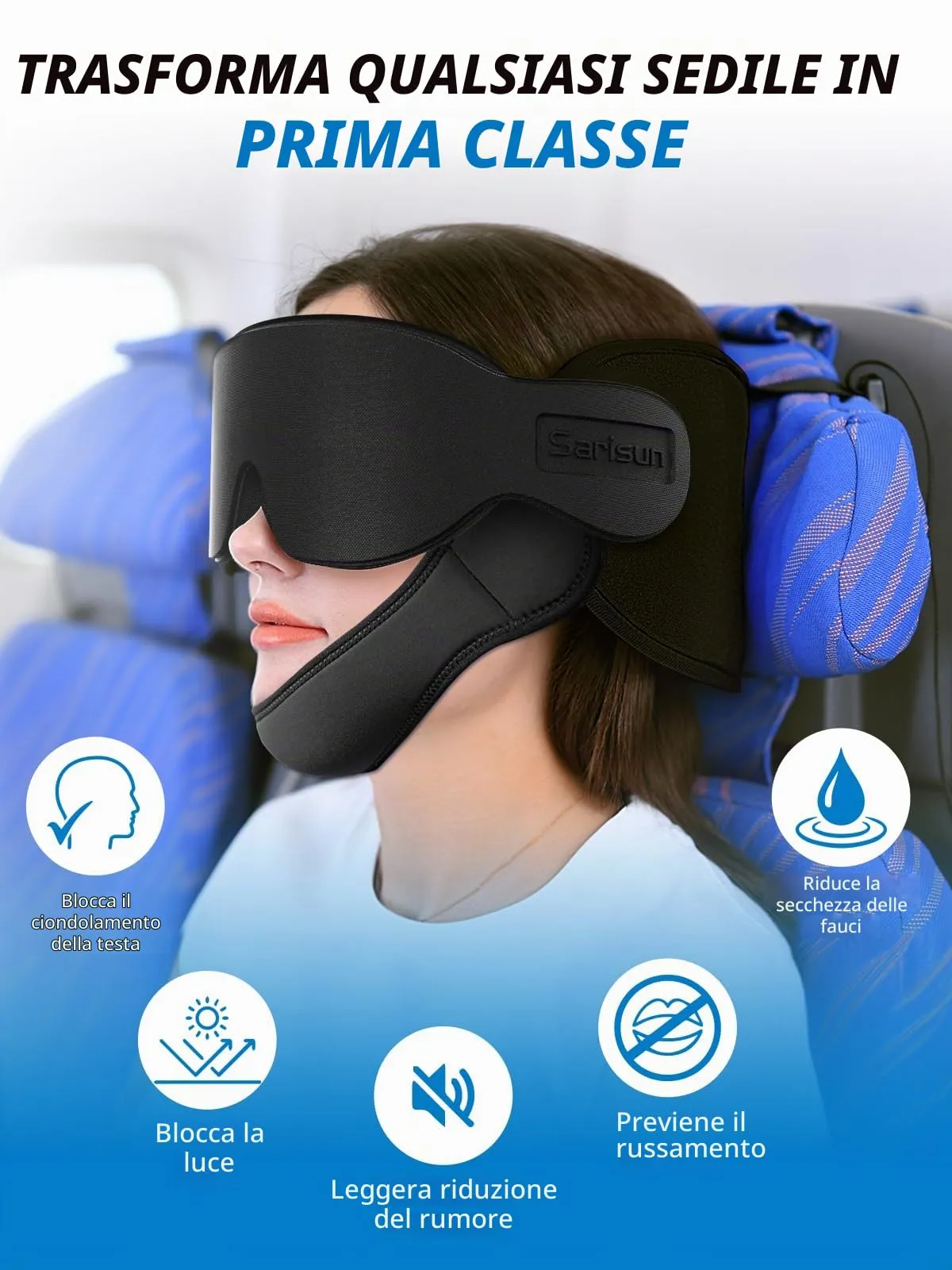 SARISUN Cuscino da Viaggio con Fascia Mento e Cinghia Sedile - immagine 3