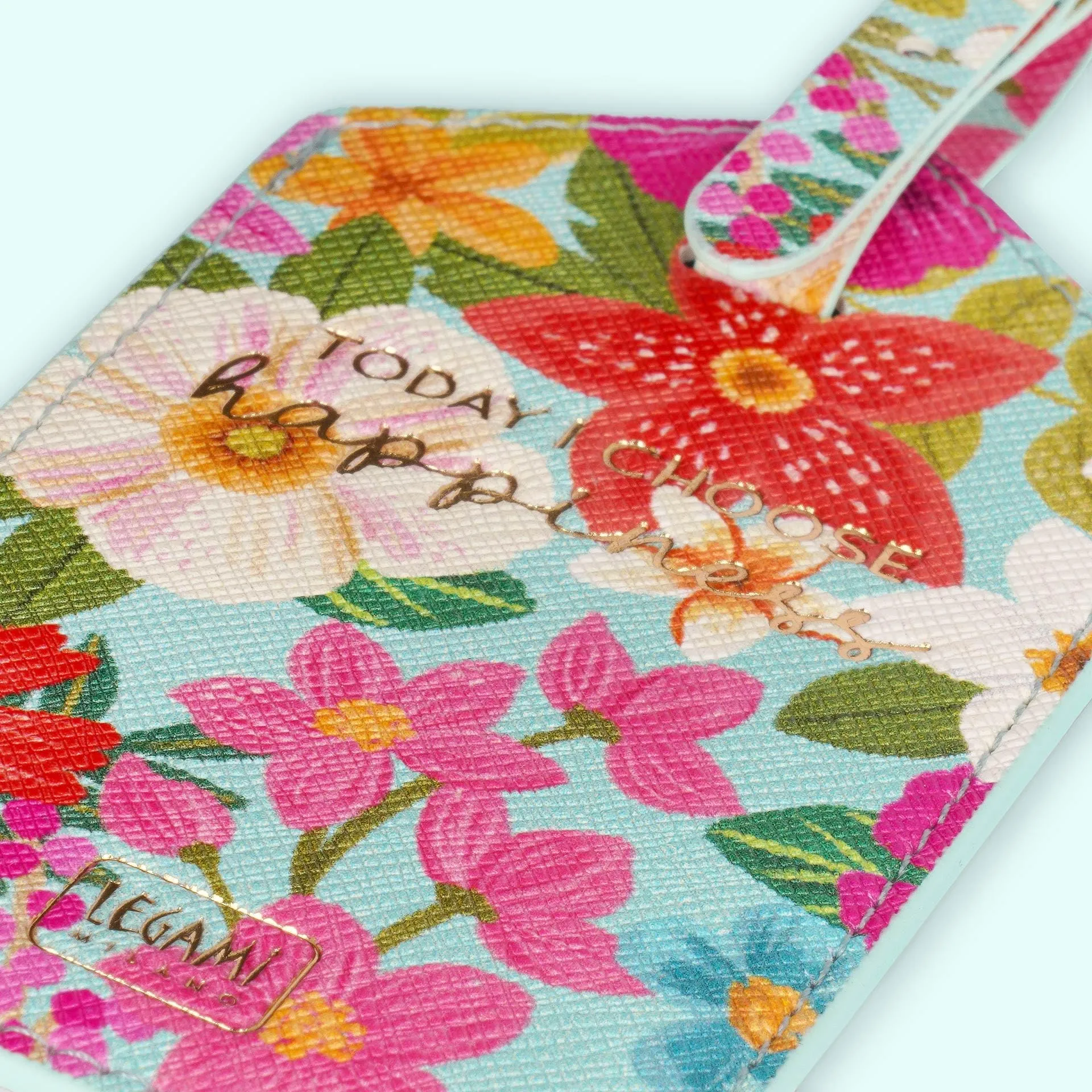 Legami - Etichetta Bagaglio, Luggage Tag per Valigia, Accessorio per Viaggio Aereo Crociera Treno, Tag del Bagaglio per Proteggi Dati in Pelle PU e Microfibra, Flowers - immagine 5