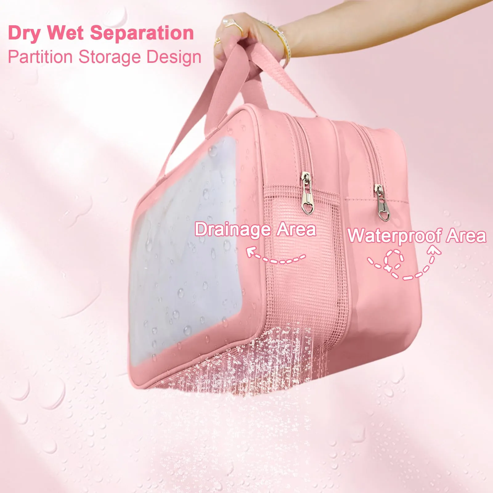 Borsa Cosmetica da Donna Borsa da Cultura da Uomo Asciutto e Separazione Nasale Portatile Impermeabile Borsa da Toilette con Grande Capacità 28 x 12 x 15 cm / 11,02 x 4,72 x 5,91 Pollice - immagine 6