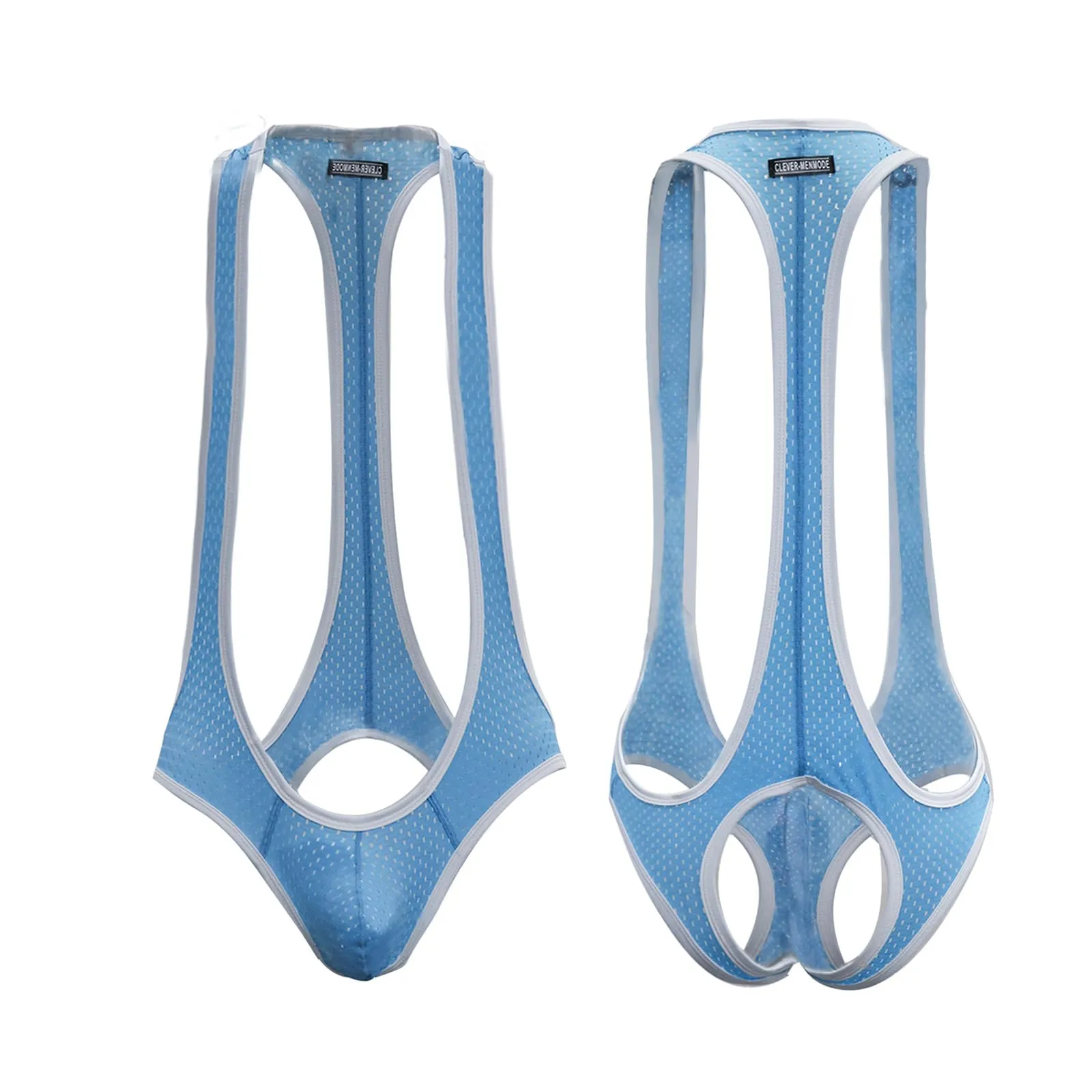 NewBull Borat Mankini Strap Sexy Slip in V Respirant Costume da Bagno Cosplay Body da Festa Pigiama Lingerie Divertente per San Valentino, Blu - immagine 4