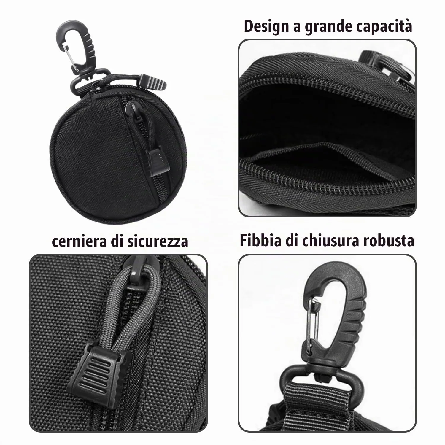 Portafoglio Portamonete Mini Borsa Uomo Con Portachiavi e Mini Zaino, Piccola Donna, Nero, 10 * 10 * 2,5 cm, Fashion - immagine 3