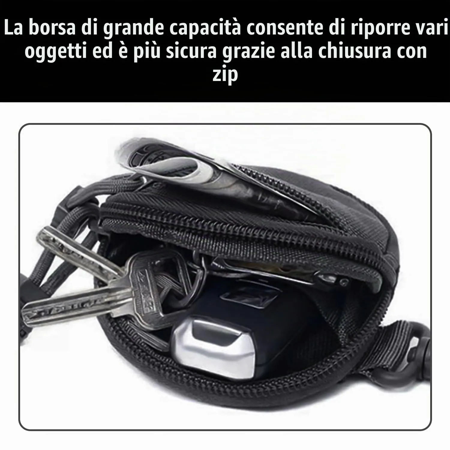 Portafoglio Portamonete Mini Borsa Uomo Con Portachiavi e Mini Zaino, Piccola Donna, Nero, 10 * 10 * 2,5 cm, Fashion - immagine 4