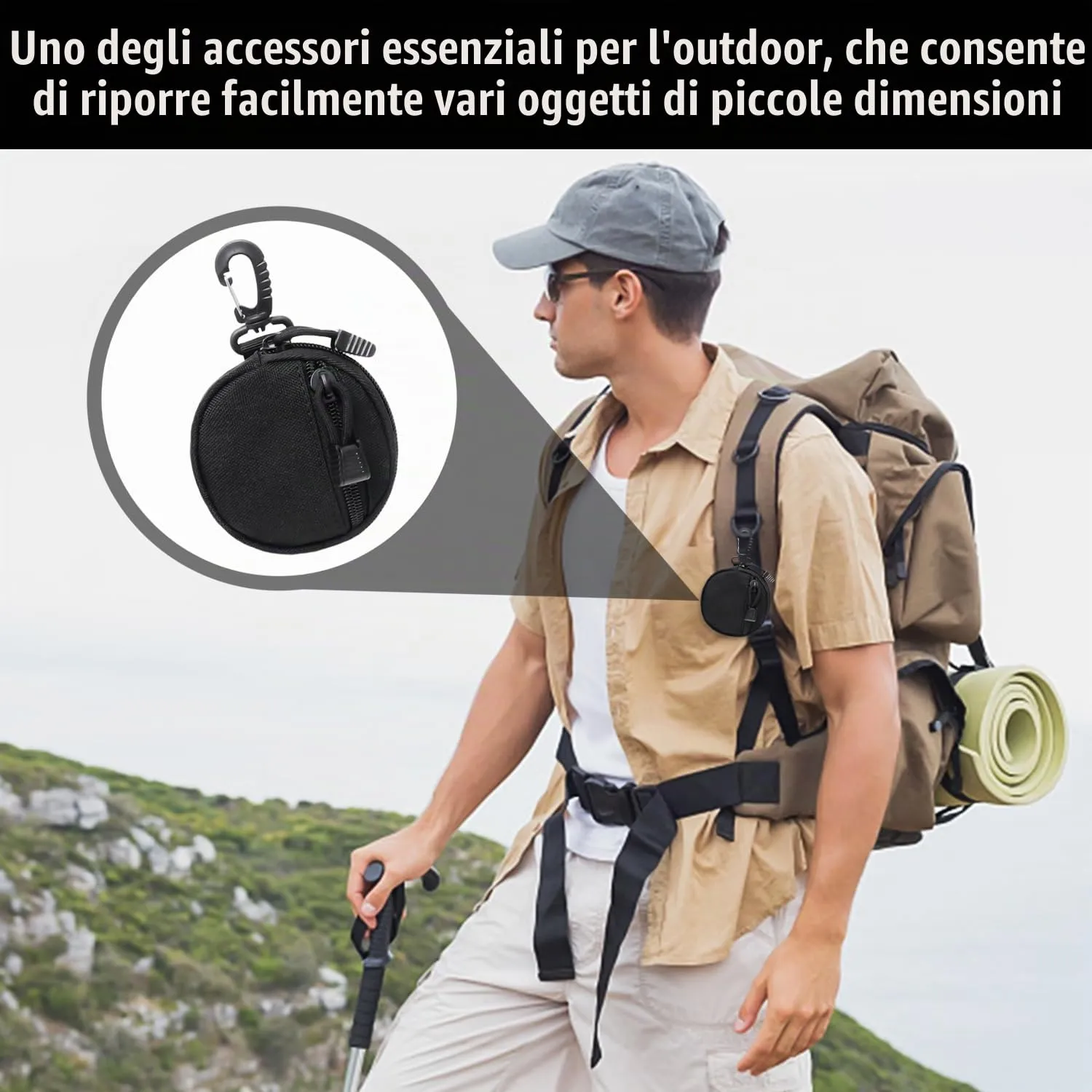 Portafoglio Portamonete Mini Borsa Uomo Con Portachiavi e Mini Zaino, Piccola Donna, Nero, 10 * 10 * 2,5 cm, Fashion - immagine 6