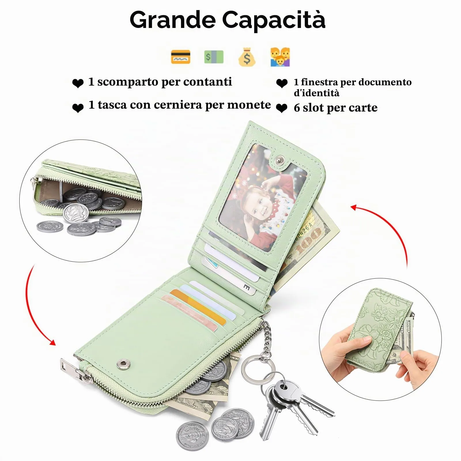 GAEKEAO Portafoglio Donna Piccolo con Blocco RFID Portafoglio da Donna con Tasca a Zip - immagine 2